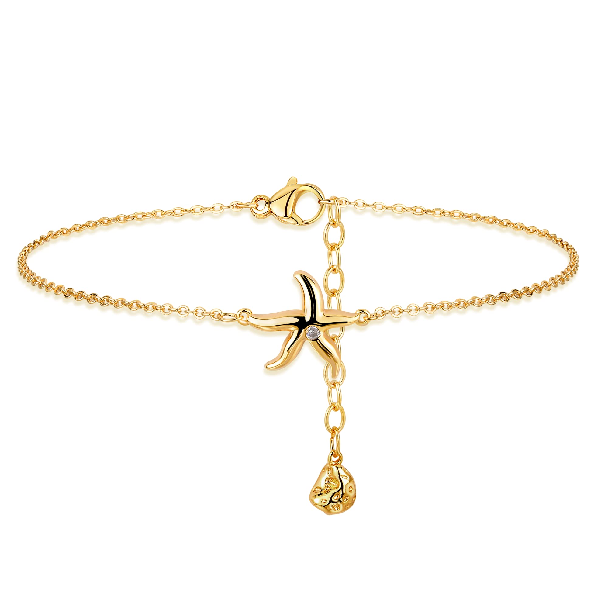 14K Gold Plated Adjustable Cuban Link Ankle Bracelets for Women - Tiny Cute Summer Barefoot Jewelry Gift Set for Beach, Vacation & Everyday Wear