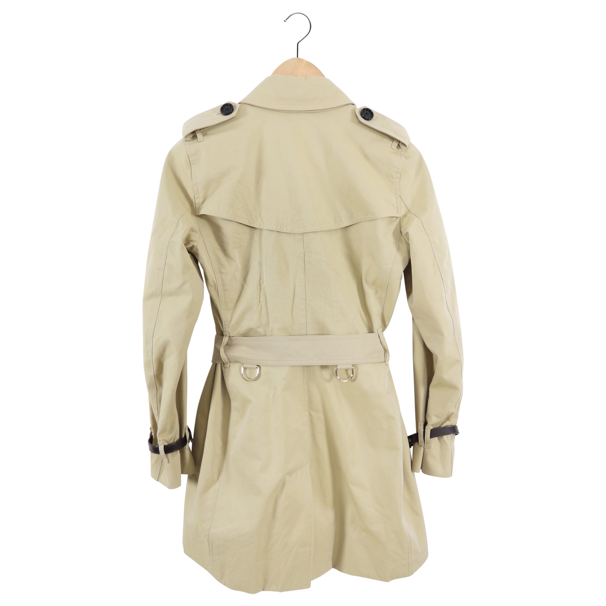 Burberry Short Trench Coat with Leather Cuff Details | Waterproof Outerwear for Women | Perfect for Business, Travel & City Styling in USA