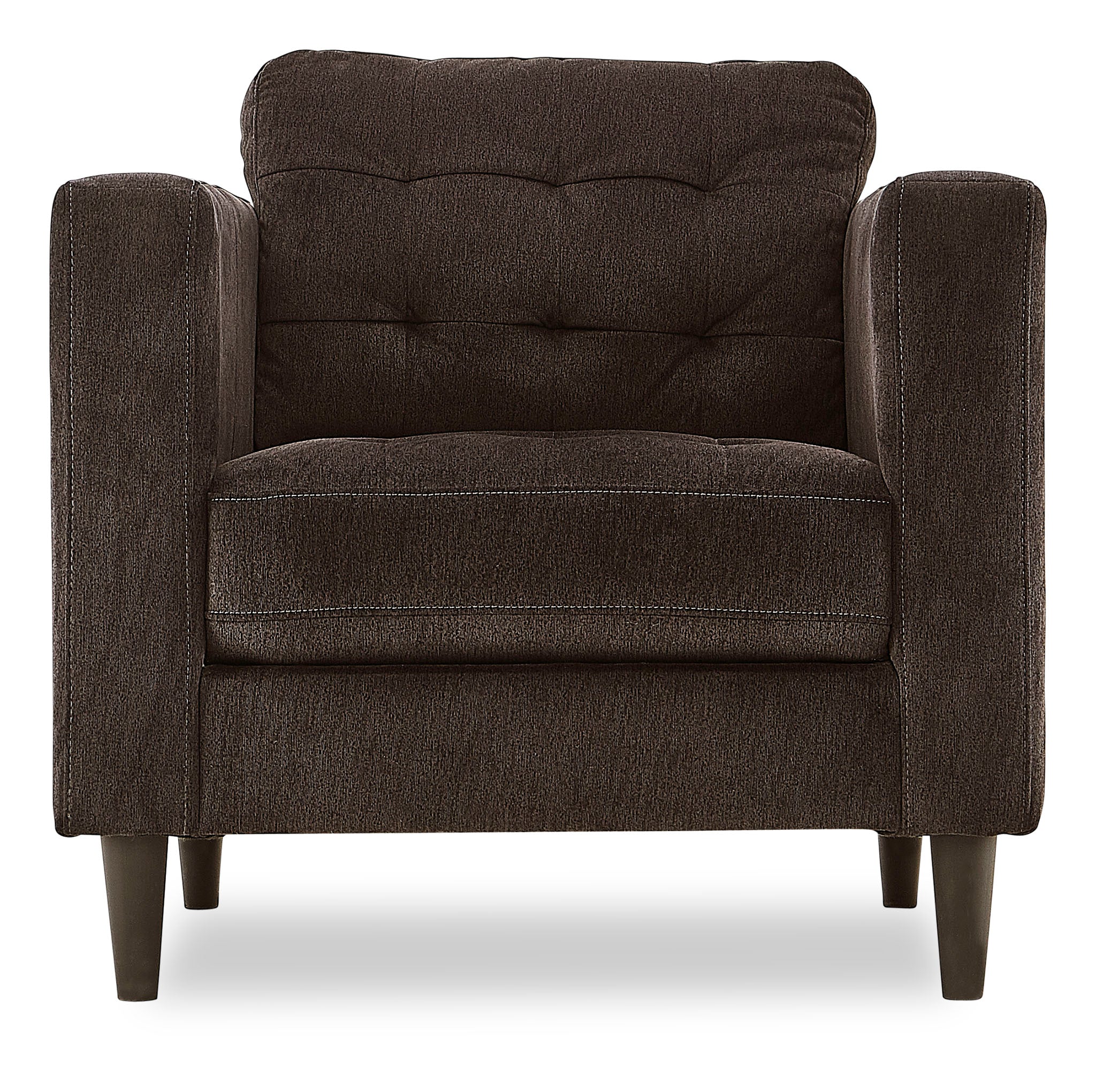 Anthena Chair Dark Chocolate - Modern Accent Chair for Living Room, Bedroom & Office - Comfortable Upholstered Lounge Chair with Sturdy Wooden Legs