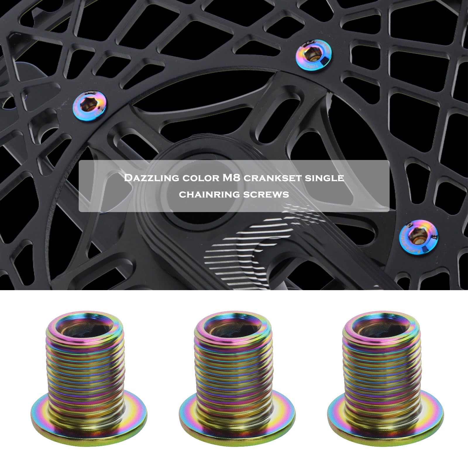 5pcs M8 Bike Single Chainring Bolts Kit - Steel Chainwheel Bolts & Nuts for Road Bike, Mountain Bike, BMX, MTB - Durable Cycling Disc Screws in Multicolor - Perfect for Bike Maintenance & Upgrades