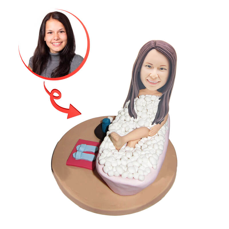 Custom Personalized Gallery Bath Girl Bobblehead - Unique Collectible Figurine for Home Decor, Gifts & Office Display | Perfect for Bathroom Decor, Birthday Presents & Pop Culture Collectors
