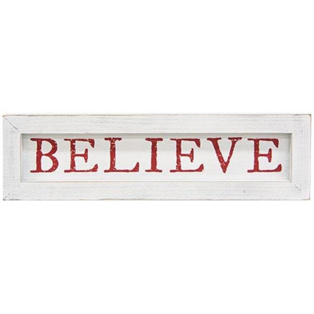 Believe Farmhouse Sign - Rustic Wooden Wall Decor for Home, Office & Wedding - Inspirational Quote Sign for Living Room, Bedroom & Entryway