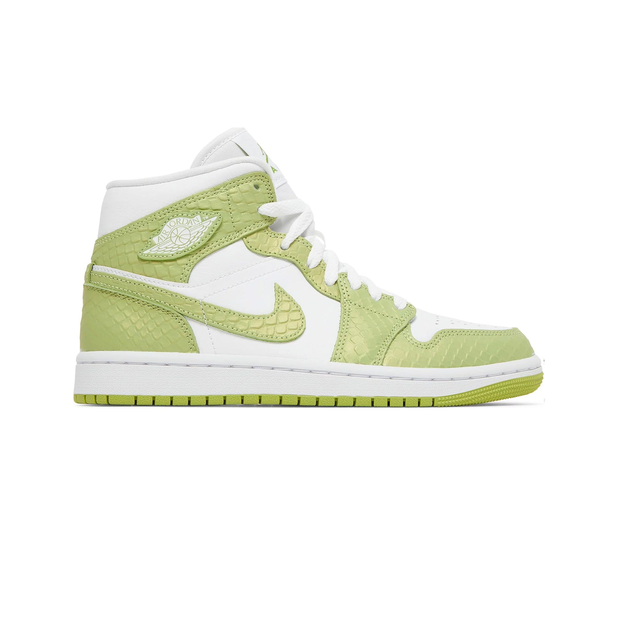 Air Jordan 1 Mid 'Green Python' Women's Basketball Shoes (2022) - Stylish Sneakers for Casual Wear, Gym & Street Fashion