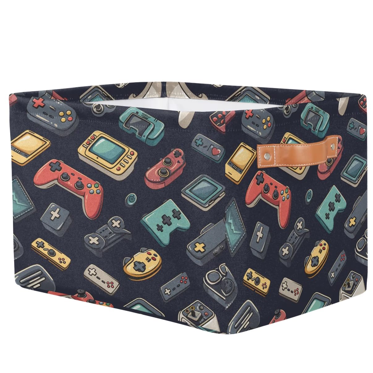 Collapsible Fabric Storage Bins for Video Game Controllers - 2 Pack Rectangular Shelf Organizer Baskets with Handles | Perfect for Closet, Home Decor, and Gaming Accessory Storage