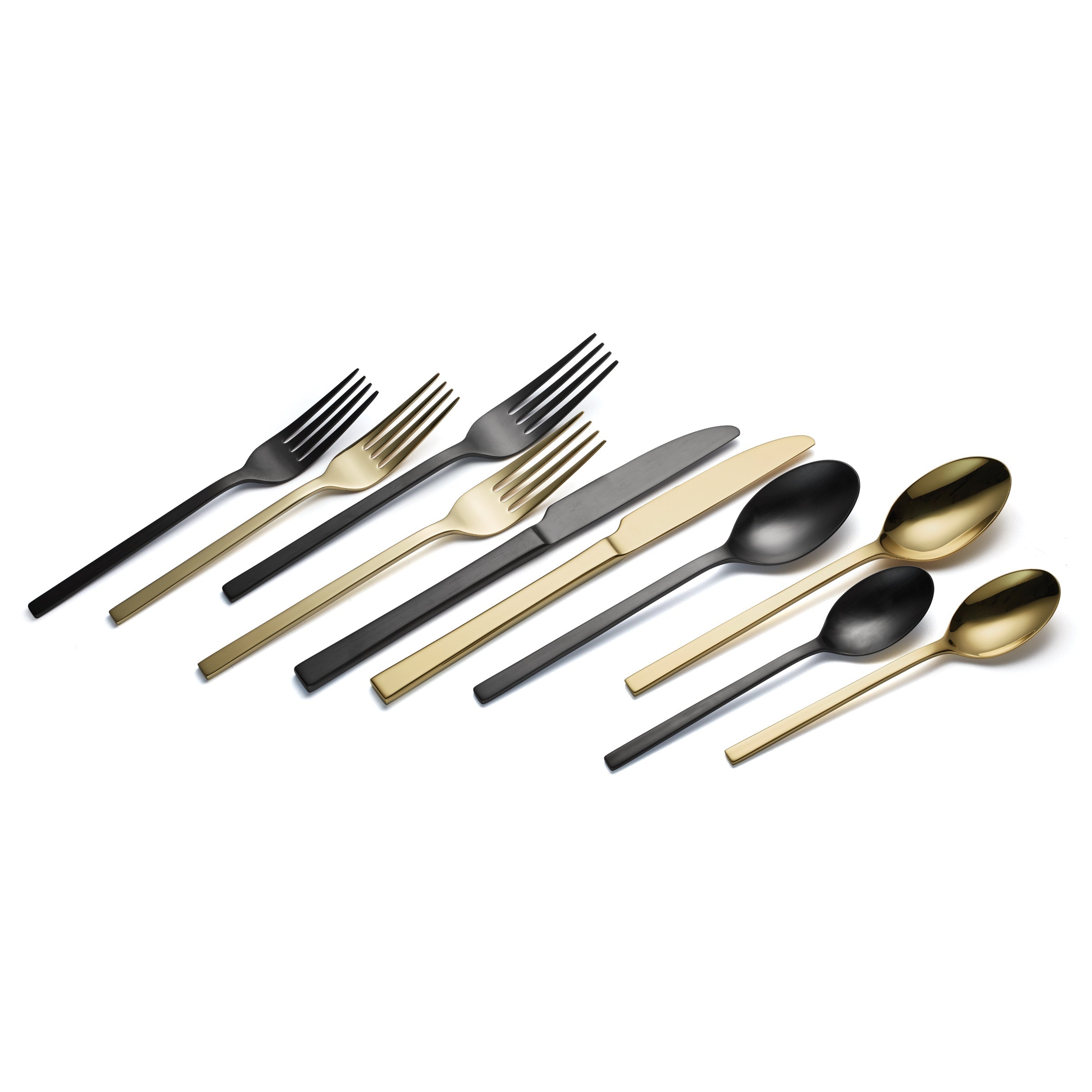 Allay Black Champagne 40-Piece Flatware Set - Premium Stainless Steel Silverware for Formal Dining, Wedding Gifts & Elegant Dinner Parties