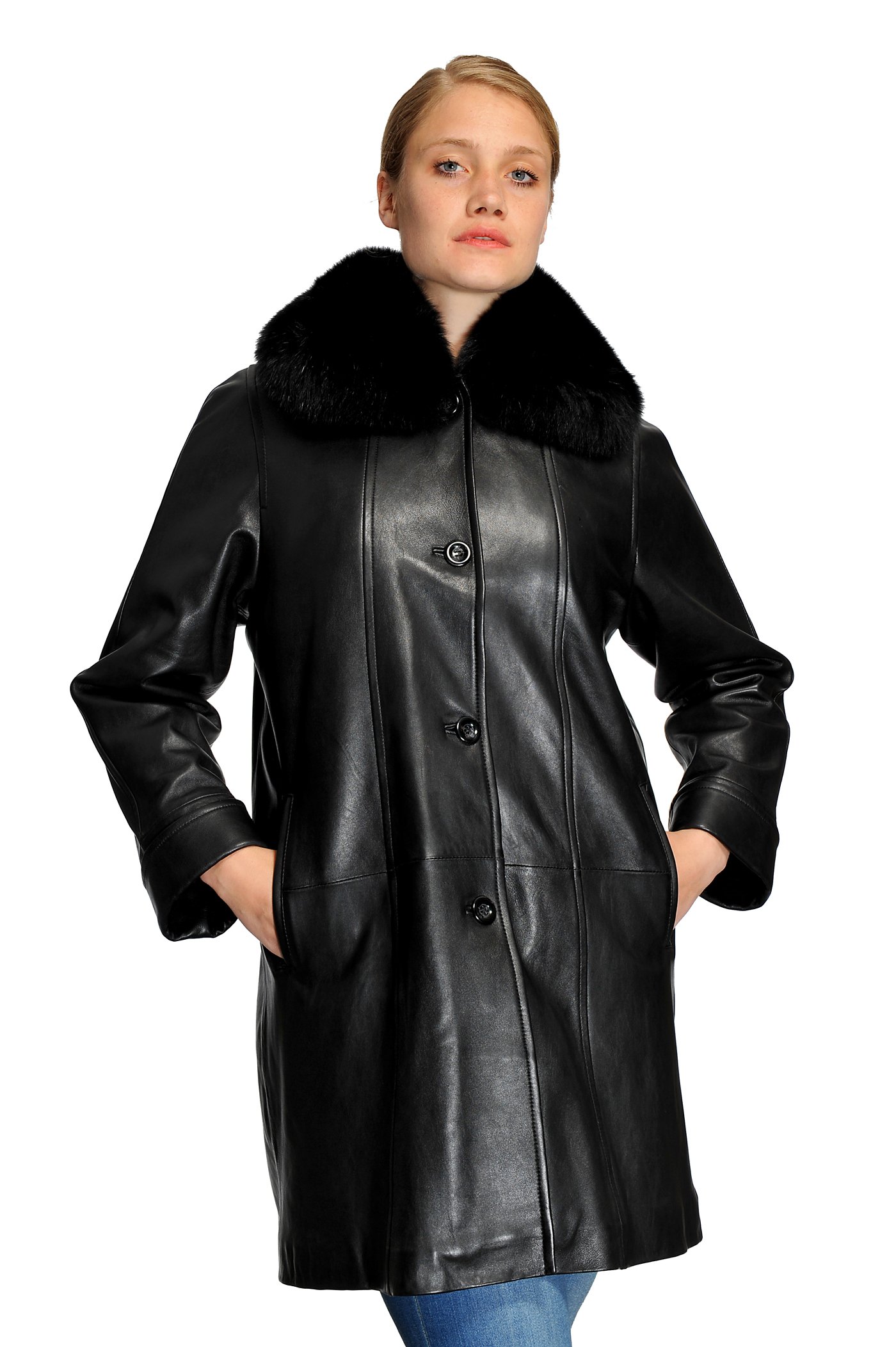 Mason & Cooper Lara Lamb/Fox Fur Collar Swing Coat - Women's Elegant Winter Outerwear for Parties & Evening Events