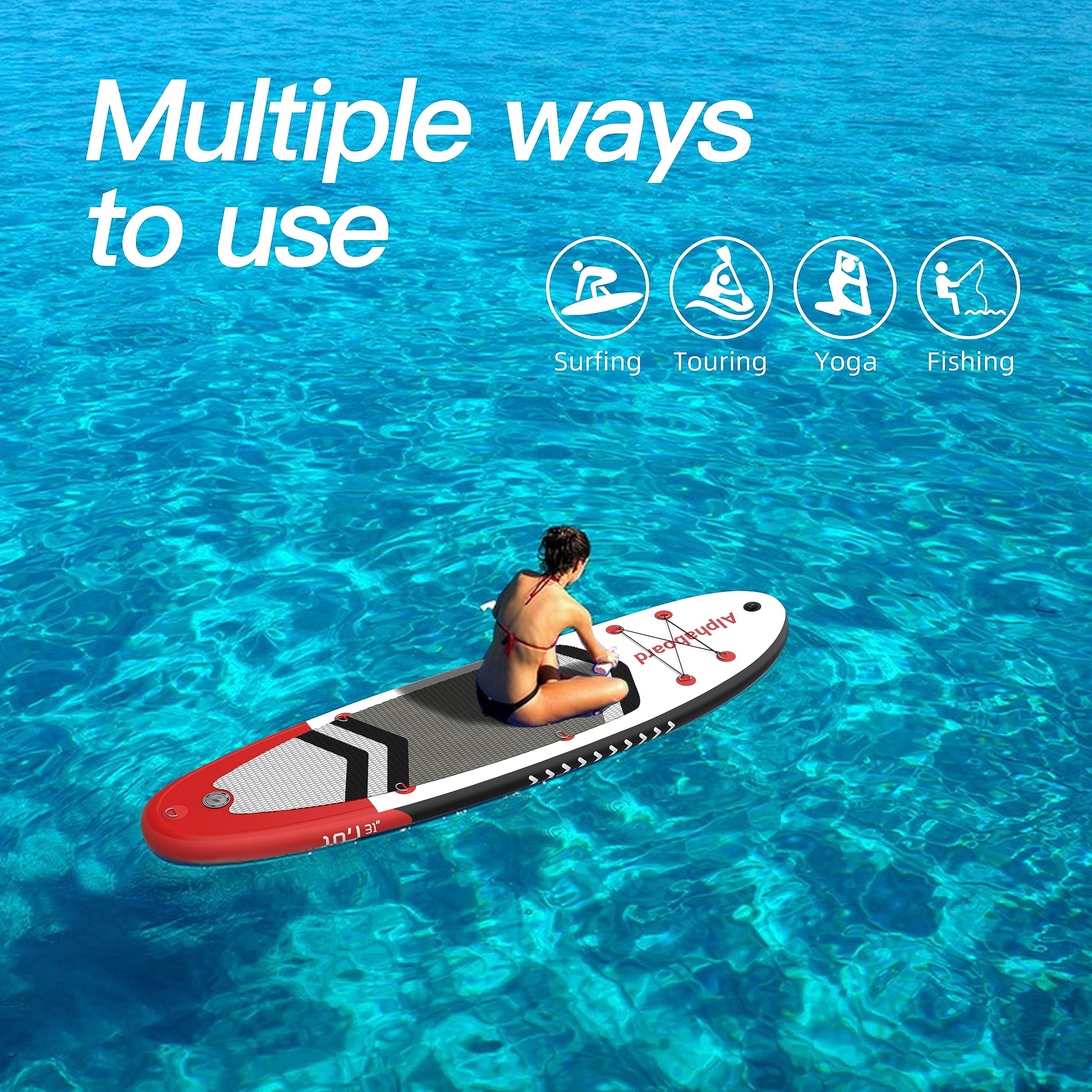 Premium Inflatable Stand Up Paddle Board (SUP) for Adults - Complete Kit with Paddle, Backpack & Double Action Pump - Non-Slip Deck, Wide Stance & Removable Fin - Perfect for Yoga, Fishing & Ocean Adventures