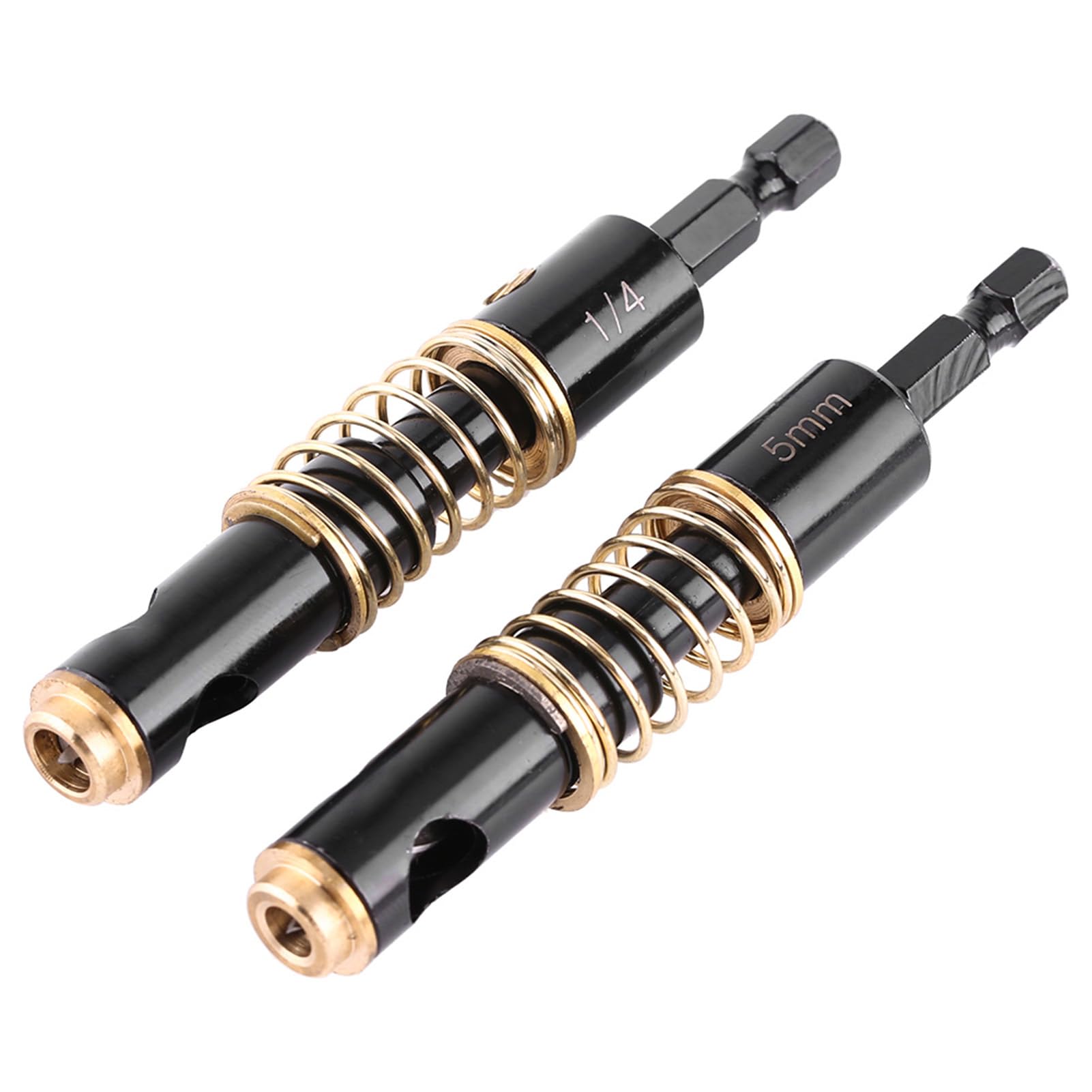 Self Centering Drill Bit Set - 1/4 Inch Hex Shank, Spring Loaded Hinge Tapper Core Drill Bits (5mm & 1/4