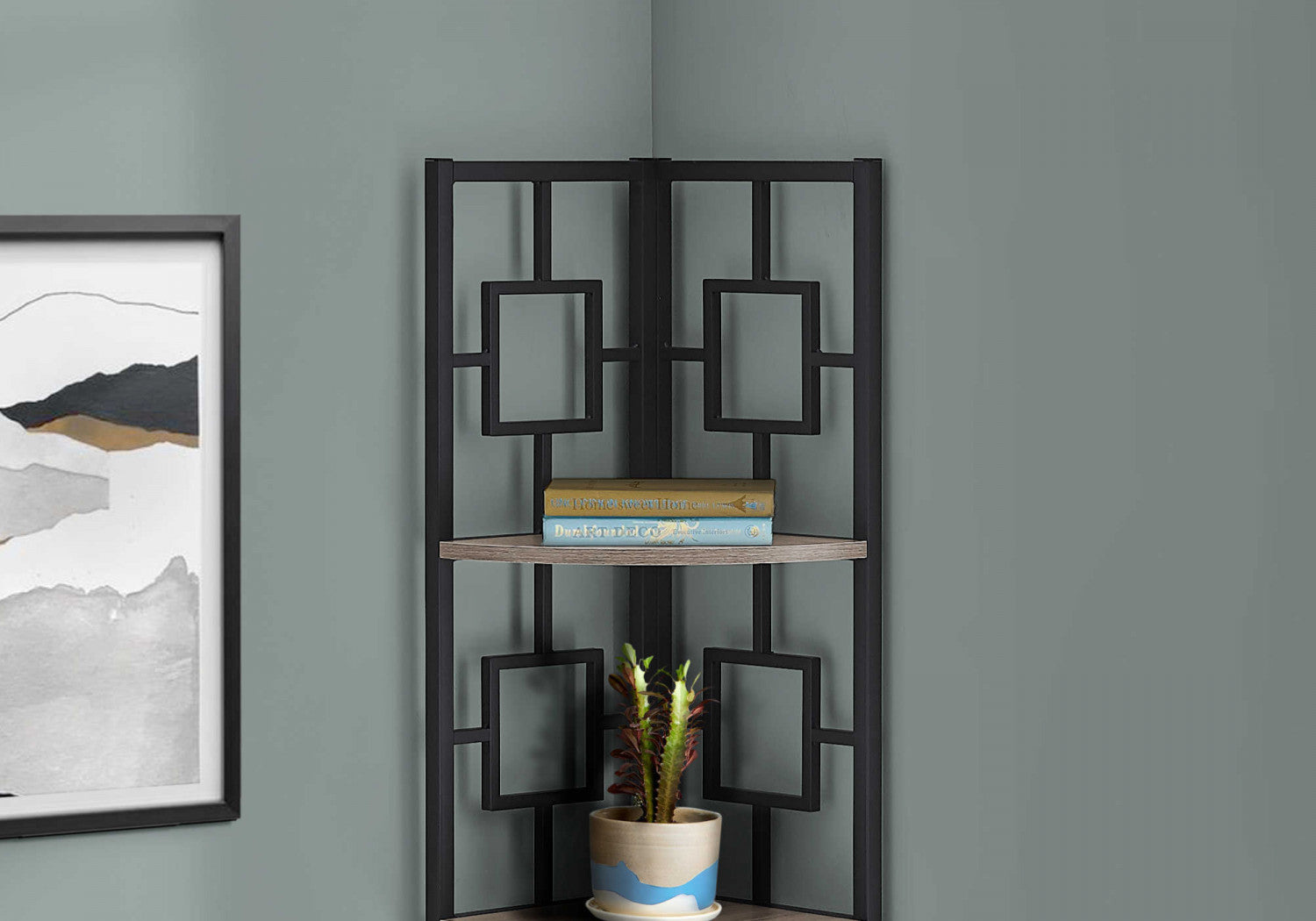 Venn Bookcase - Dark Taupe Wooden Bookshelf for Living Room, Bedroom & Office - Modern Storage Shelf for Books, Decor & Display