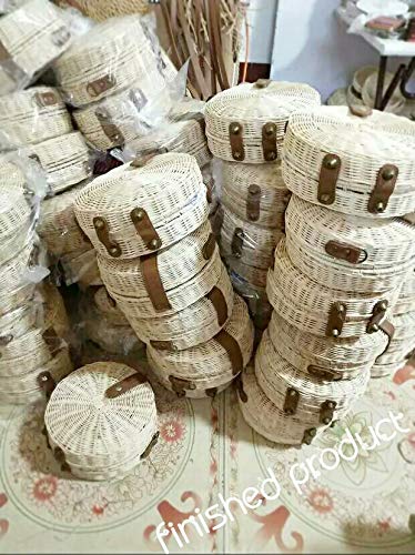 SHUIBIAN Round Straw Rattan Bag - Handmade Knitted Beach Shoulder Bag for Women | Perfect for Summer Vacation, Pool Parties & Boho Fashion Accessories