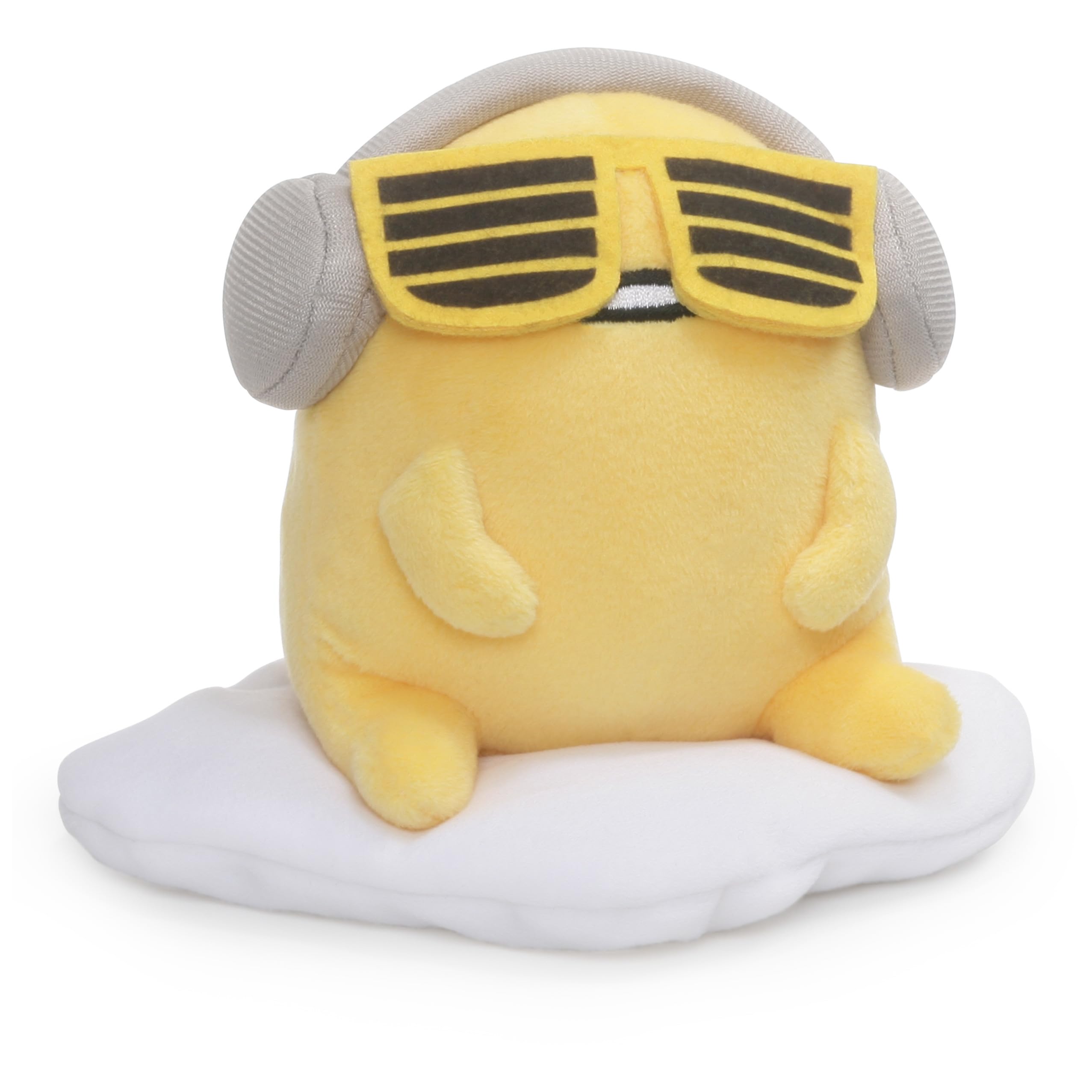 GUND - Gudetama Plush Toy with Headphones and Sunglasses, 5-Inch Cute Lazy Egg Stuffed Animal - Perfect for Anime Fans, Kawaii Decor, and Stress Relief Gifts