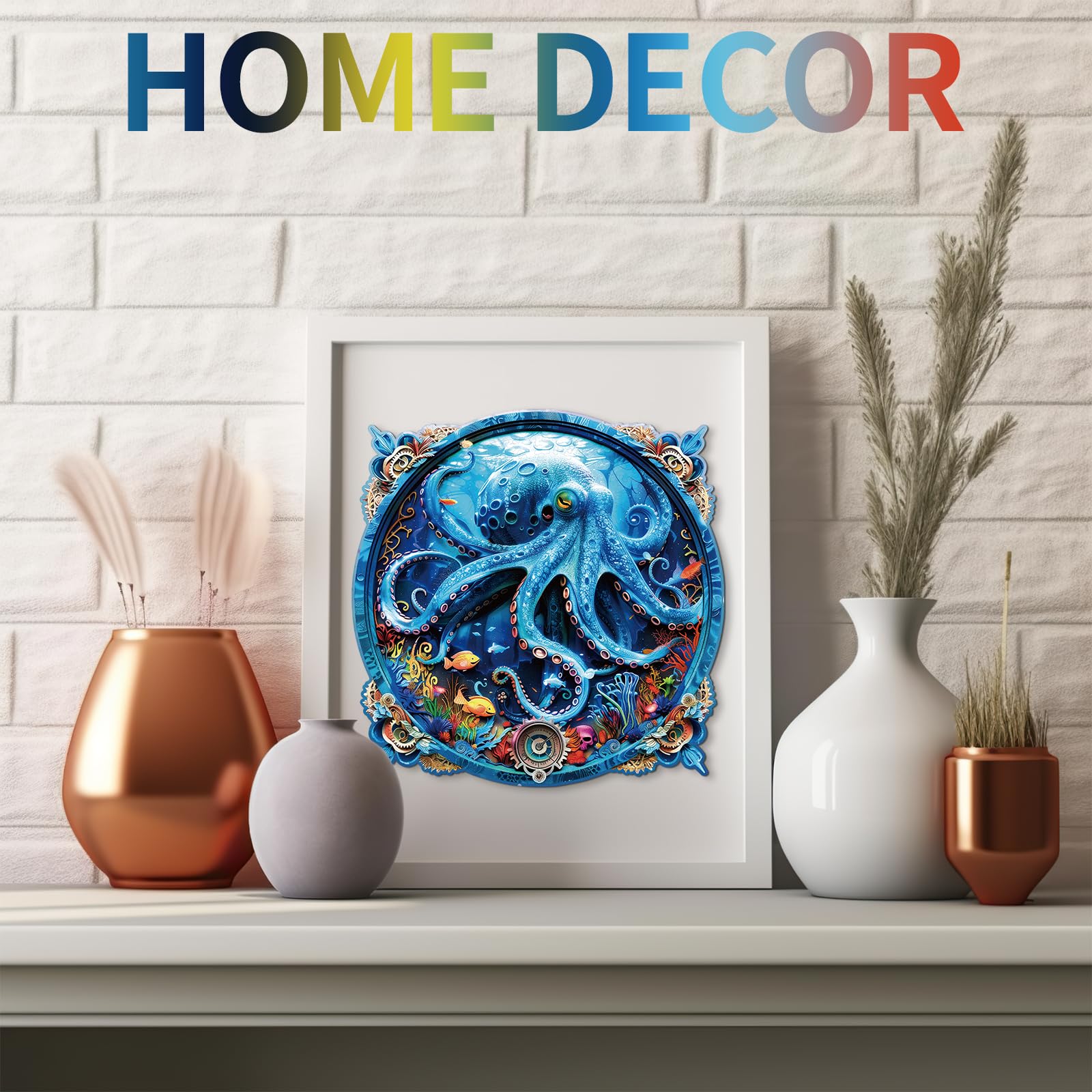 Funnli Wooden Animal Puzzles for Kids - Octopus Deep Sea Shape Puzzle with Gift Box - Educational Montessori Toys for Toddlers & Preschoolers - Perfect for Birthday Gifts, Classroom Learning & Family Game Night