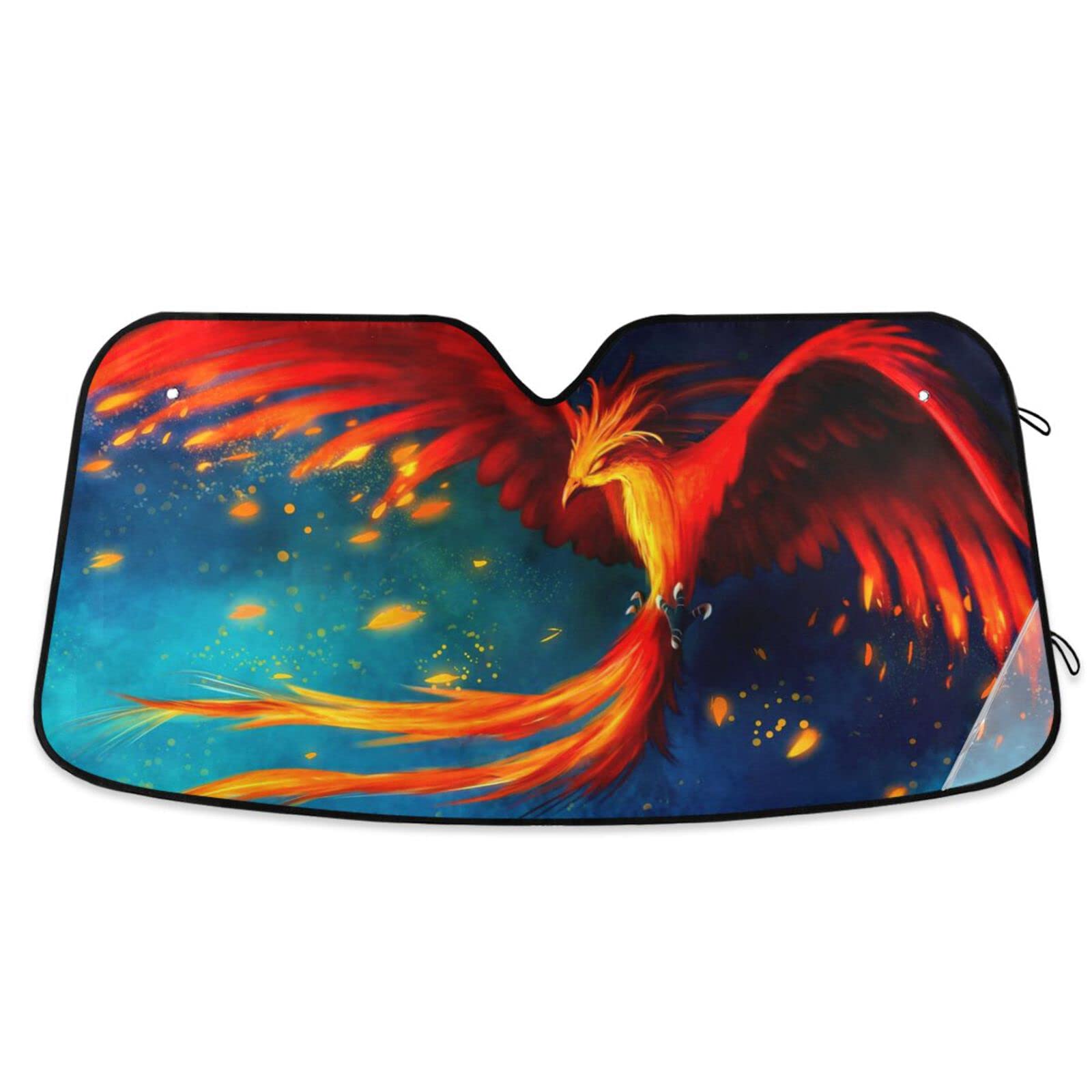 Fire Phoenix Car Windshield Sunshade - 55 x 27.6 Inch UV Blocking Foldable Sun Visor for Cars & Trucks | Heat Protection & Interior Preservation | Perfect for Summer Parking & Road Trips