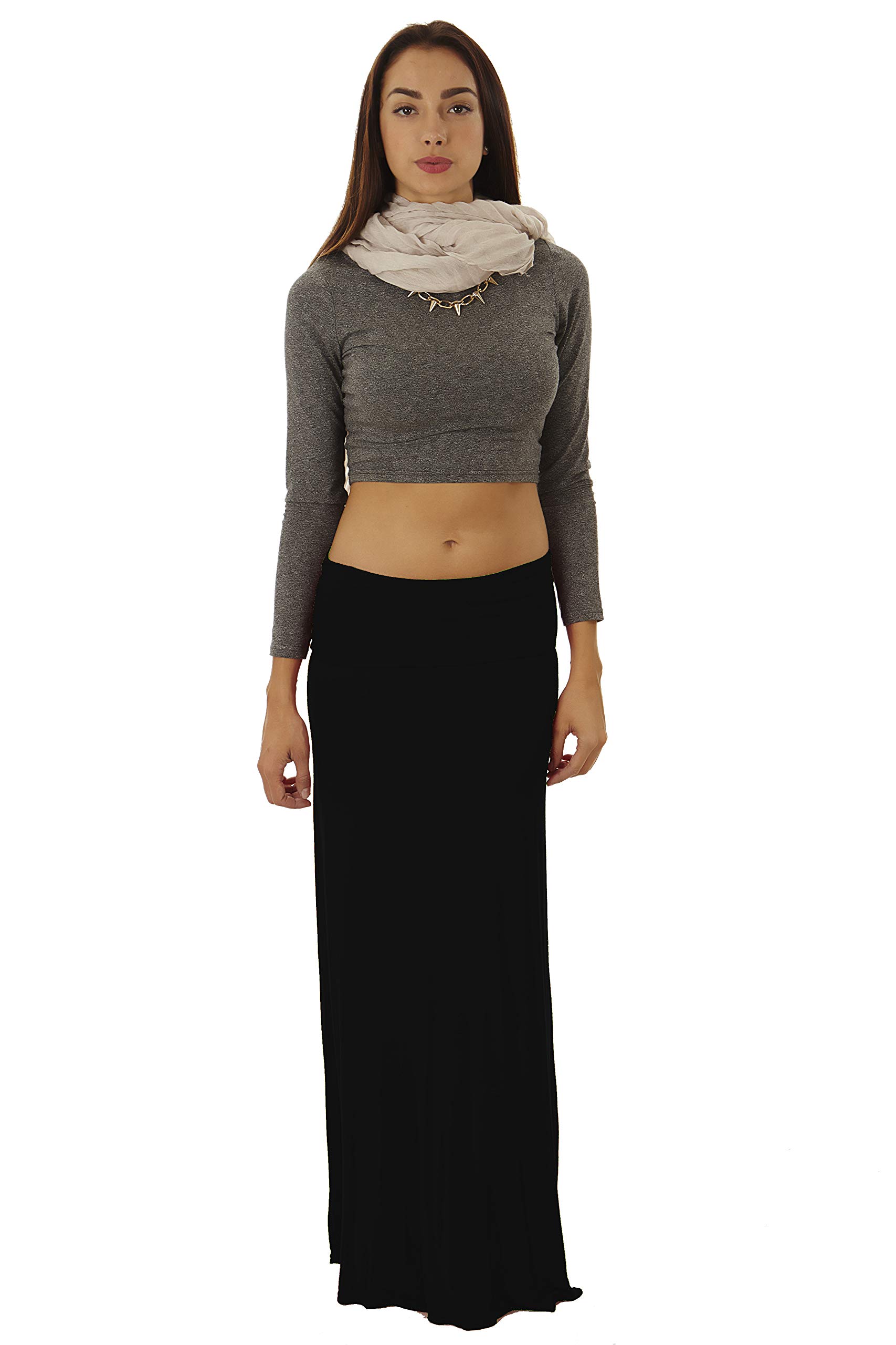 Women's Stretchy Rayon Spandex Maxi Skirt - Comfortable & Flowy Midi-Length Skirt for Casual Wear, Summer Outfits & Beach Vacations