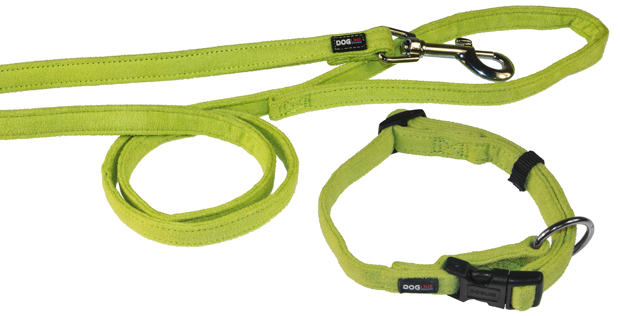 Soft Padded Microfiber Dog Collar & Leash Set - Adjustable (11-17 inch) Comfortable Flat Collar with 4ft Leash for Small Medium Dogs - Perfect for Walking, Training & Outdoor Adventures (Green)