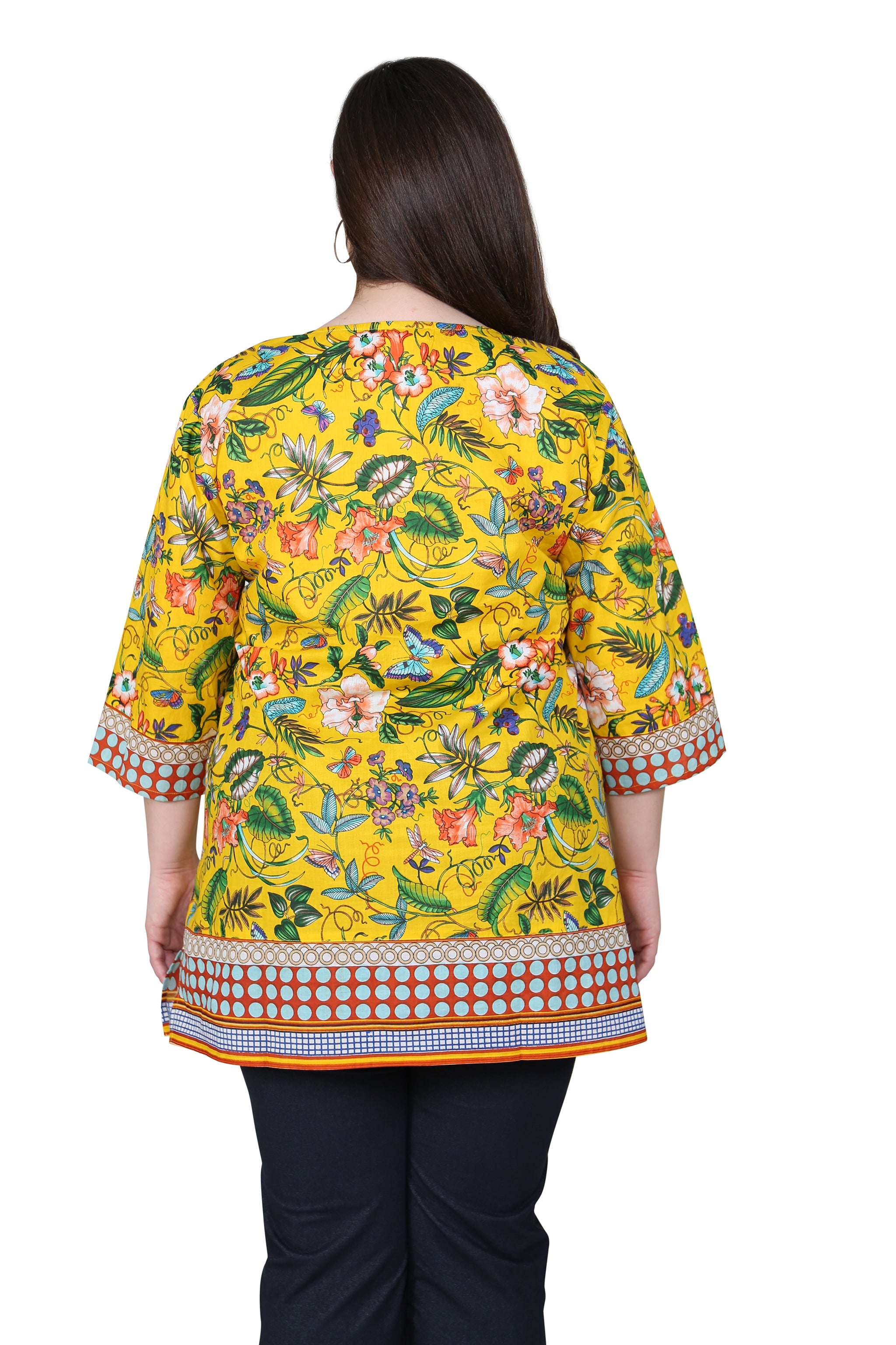 Stylish Plus Size Floral Mixed Media Tunic Top for Women - Perfect for Casual Wear, Office Outfits & Special Occasions