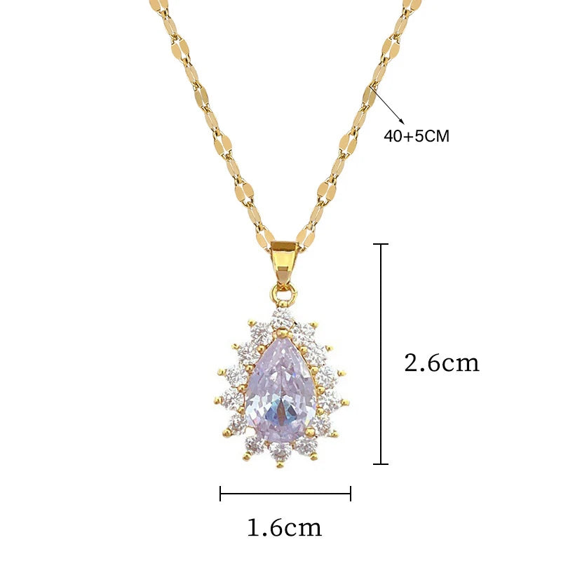Elegant Crystal Water Drop Pendant Necklace - Perfect for Weddings, Parties & Special Occasions