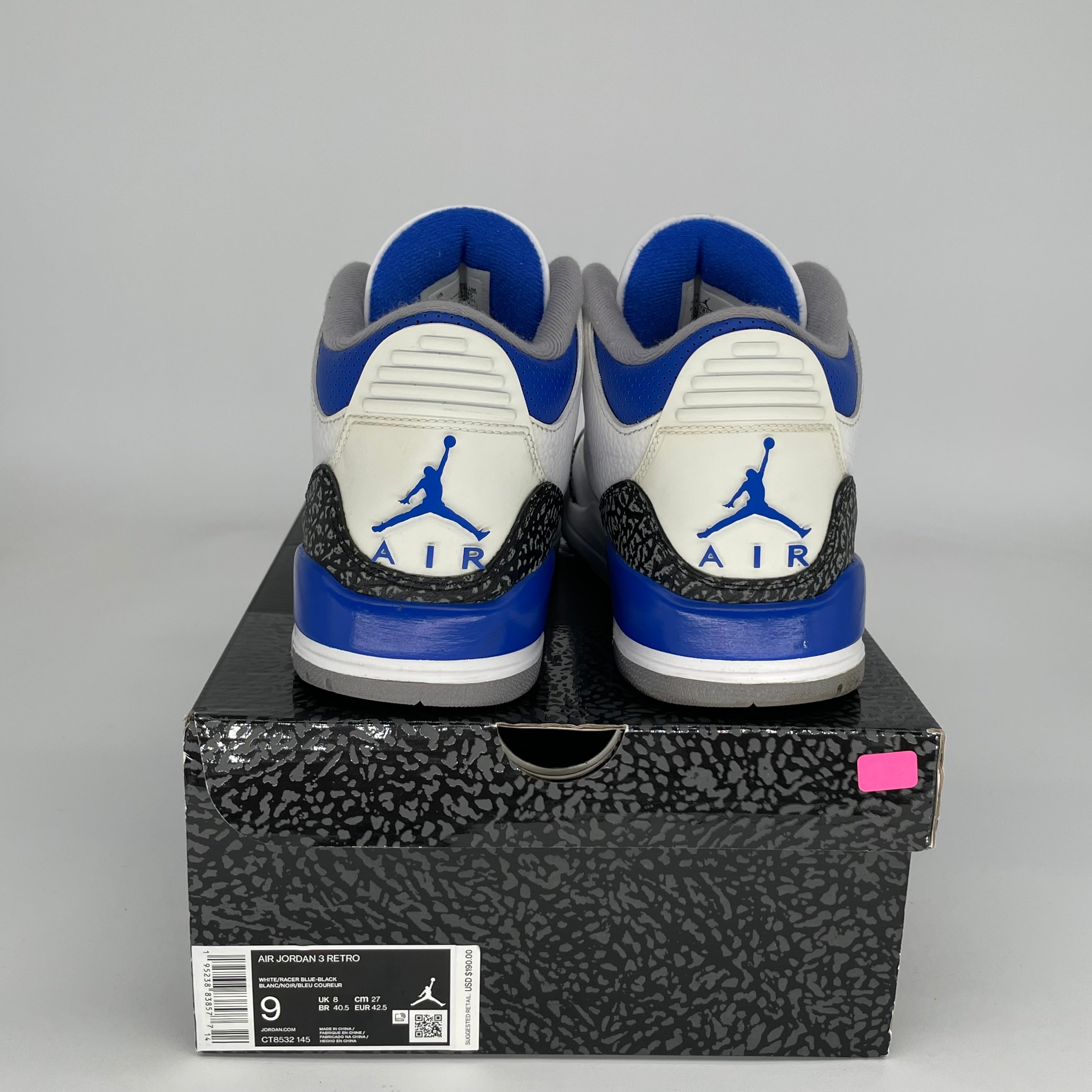 AIR JORDAN 3 RACER BLUE Men's Basketball Shoes - Size 9 (CT8532-145) - Retro Sneakers for Running, Training & Streetwear Fashion