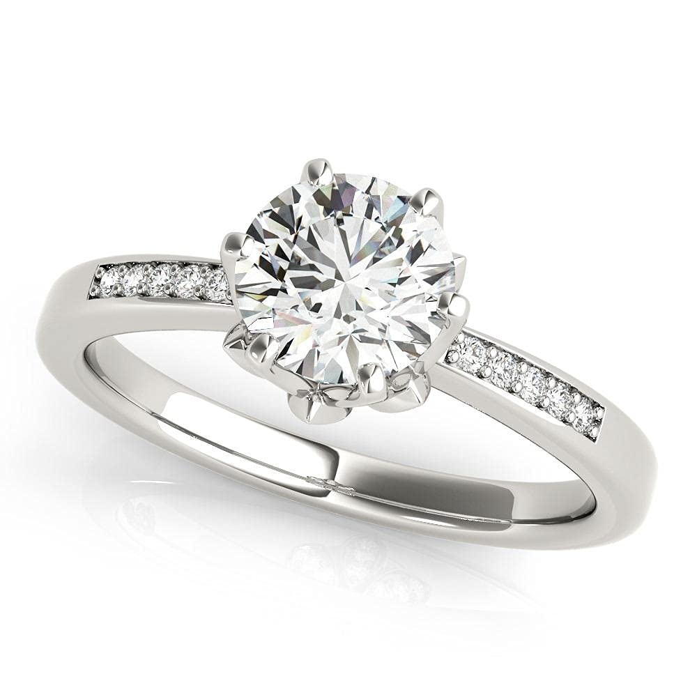 1.2 CT Round Cut Lotus Flower Moissanite Engagement Ring for Women - 10K/14K/18K White Gold, Free Engraving - Perfect for Proposals, Anniversaries & Special Occasions