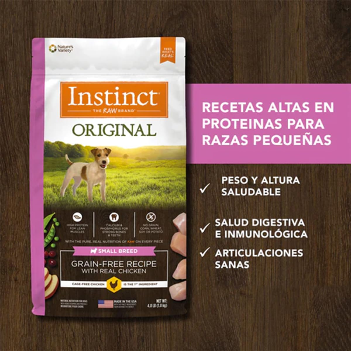 Instinct Original Small Breed Dry Dog Food - High Protein, Grain Free Chicken Recipe with Raw Coated Kibble - 11 lb Bag for Puppies & Adult Dogs - Perfect for Home Feeding & Travel