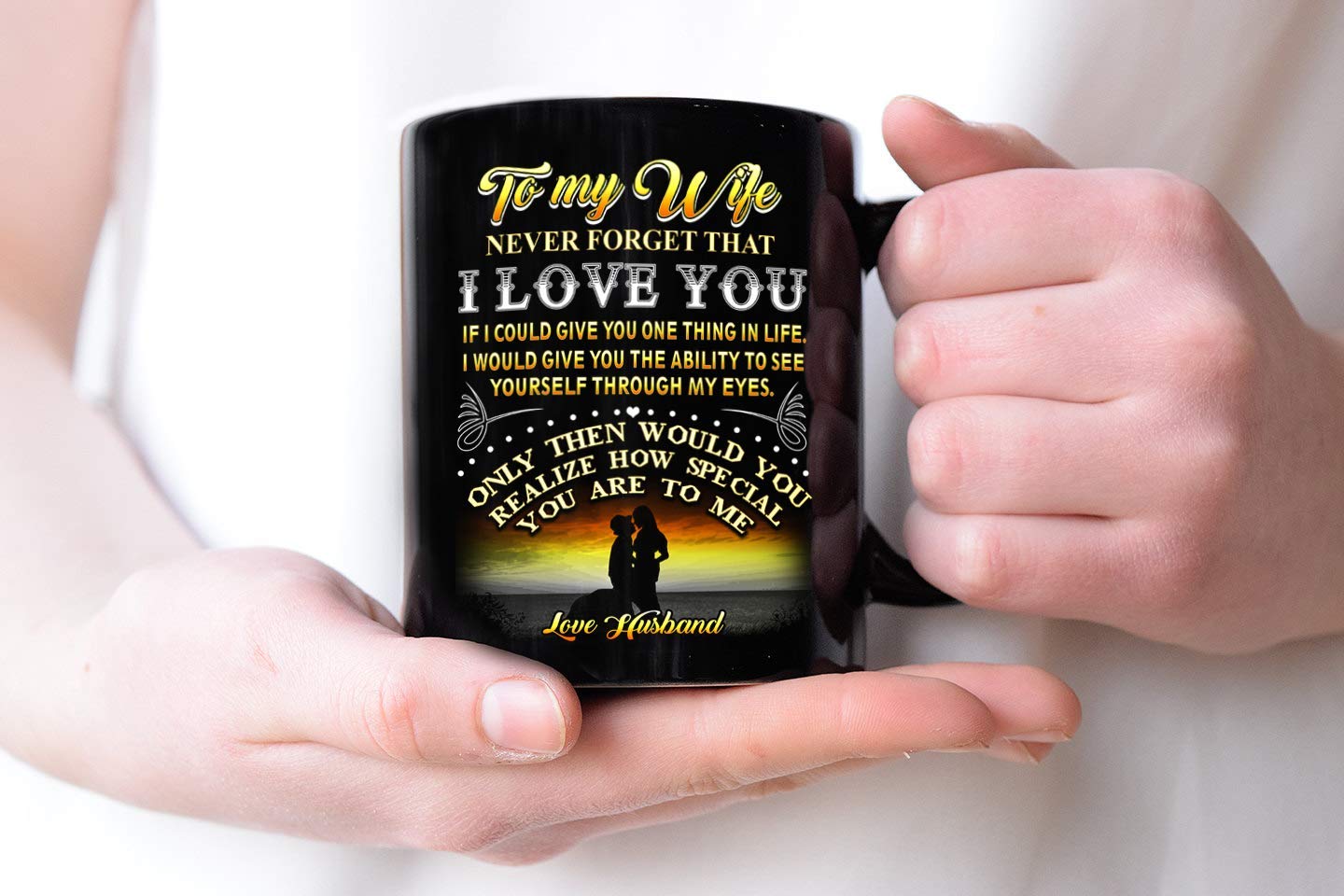 TERAVEX 11 oz Ceramic Coffee Mug - Romantic Gift for Wife with 