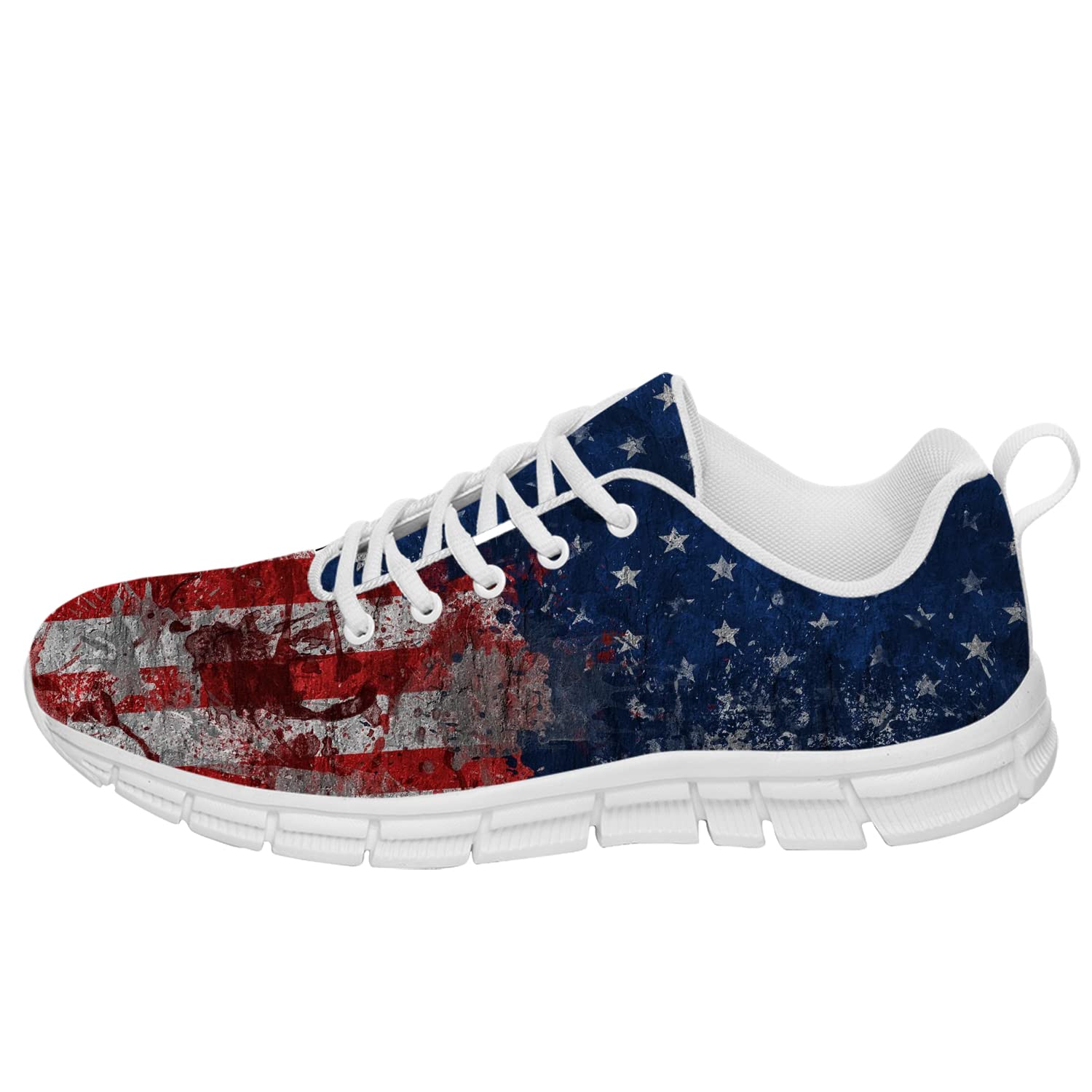 Patriotic American Flag Running Shoes - Lightweight Tennis & Walking Sneakers for Men & Women | Perfect 4th of July Gifts (Men's Size 6, Women's Size 8) | Ideal for Independence Day Celebrations, Casual Outings & Sports Activities
