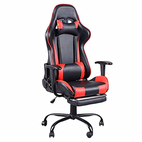 Ergonomic Gaming Chair with Footrest - Adjustable PC Gamer Chair for Adults, Black & Red - Perfect for Esports, Streaming & Home Office Setup