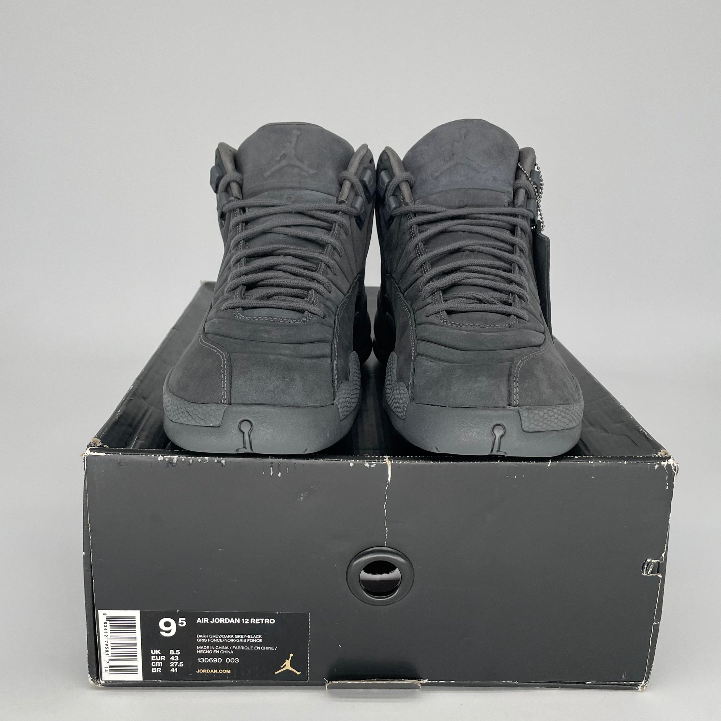 Original Air Jordan 12 PSNY Retro Basketball Shoes - Men's Size 9.5 (130690-003) Black/White - Perfect for Streetwear & Sneaker Collectors