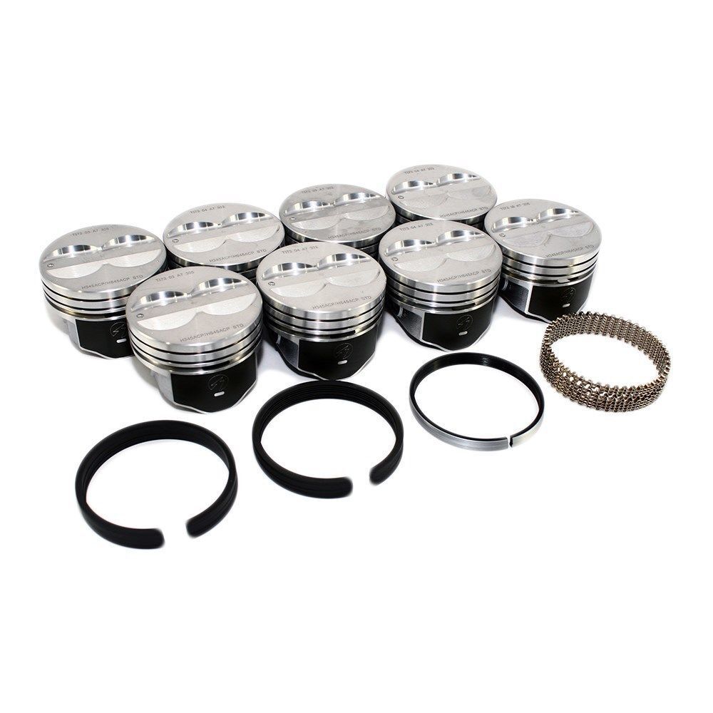 SPEED PRO Hypereutectic Flat Top 4VR Pistons with 8+ CAST Rings for Chevy SB 350 9.3:1 040 - High Performance Engine Upgrade for Racing & Street Performance