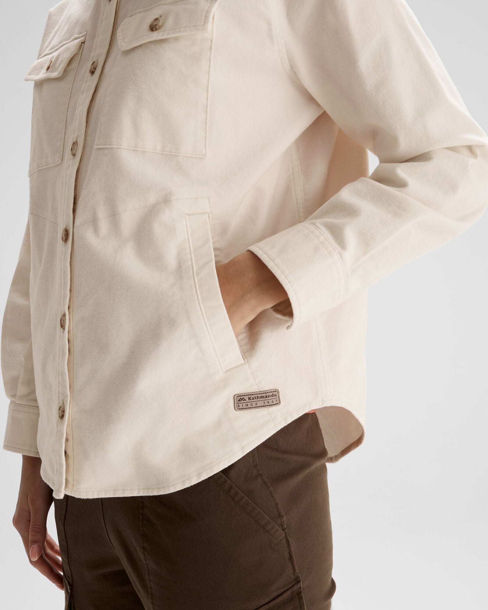 Women's Huntly Moleskin Long Sleeve Shirt in Natural - Comfortable & Stylish Top for Casual Wear, Office & Outdoor Activities