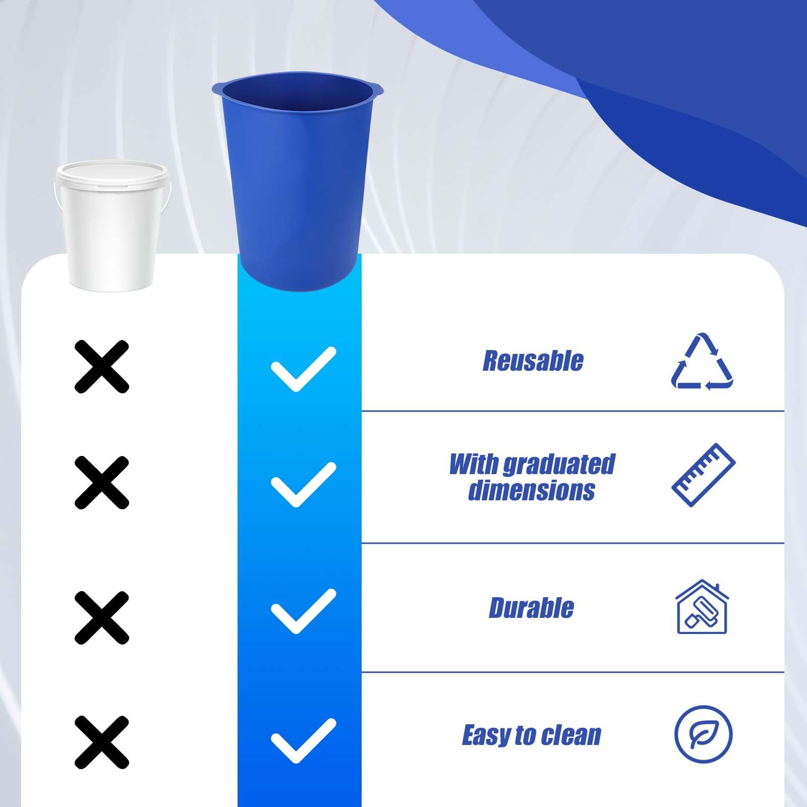 5 Gallon Reusable Silicone Bucket Liner with Inner Wall Measuring Scale - Durable Rubber Liner for Thin Mortar, Concrete Mixtures & DIY Projects - Perfect for Construction, Home Improvement and Crafting