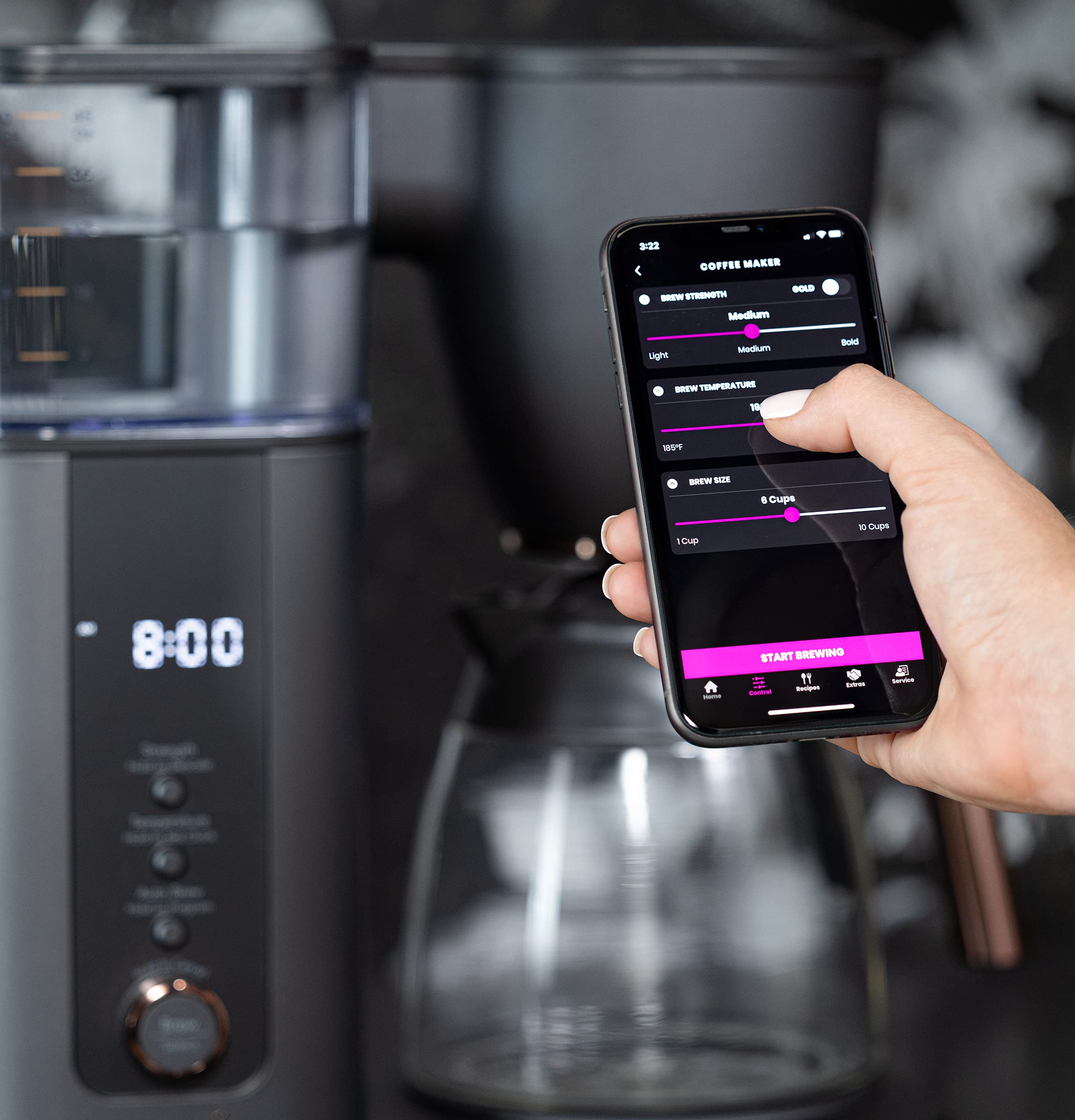 Premium Café Specialty Drip Coffee Maker - 10-Cup Glass Carafe with WiFi & Voice Control | SCA Certified Barista-Grade Coffee Machine | Smart Home Kitchen Appliance | Matte Black (Renewed) | Perfect for Home Offices, Breakfast Nooks & Entertaining Guests