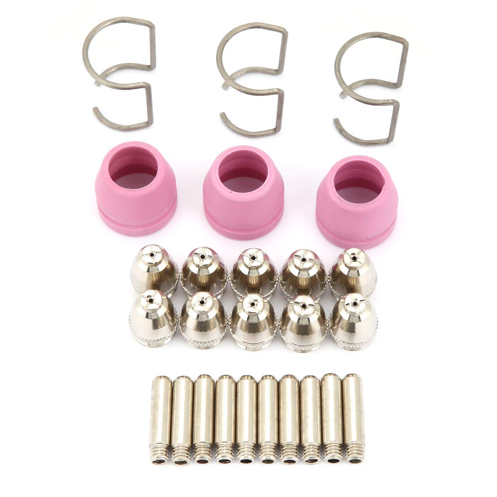 10-Piece Copper Galvanized Electrode Nozzles for Plasma Cutter - Compatible with SG55 & AG-60 Torches (Plasma Cutting Consumables) - Ideal for Metal Fabrication, Automotive Repair, and DIY Metal Cutting Projects