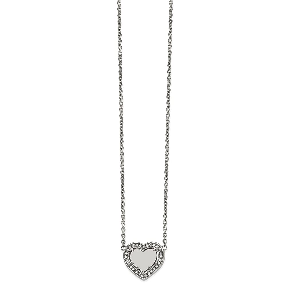 ICE CARATS Stainless Steel Cubic Zirconia Heart Pendant Necklace - 19.25 Inch Cable Chain with 2 Extensions, CZ Heart Charm for Women | Perfect Valentine's Day Gift, Anniversary Present & Everyday Fashion Jewelry