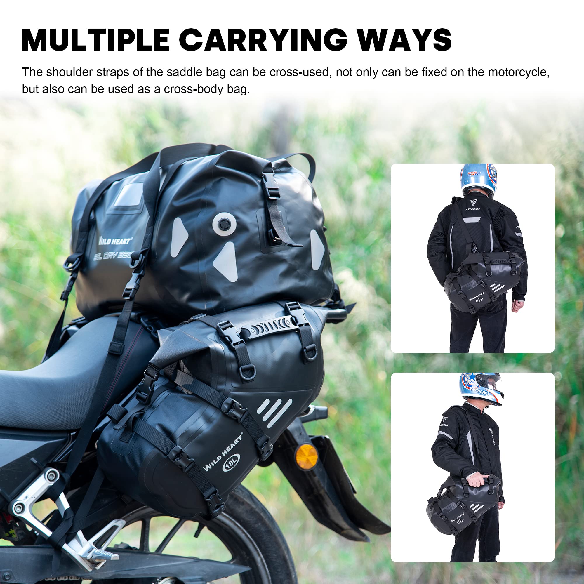 Waterproof Motorcycle Saddlebags 24L/36L/50L - Durable Pannier Bags for Adventure Rides