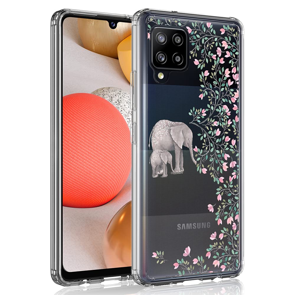 Samsung Galaxy A42 5G Clear Phone Case (6.6 Inch, 2021 Model) - Shockproof Slim Protective Cover with Elephant Design for Everyday Use & Travel Protection