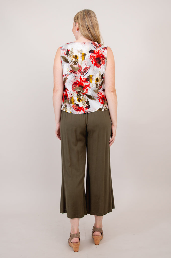 Havana Tank Top - Floral Print Youth Linen Bamboo Blend - Perfect for Summer Outfits, Beachwear & Casual Style