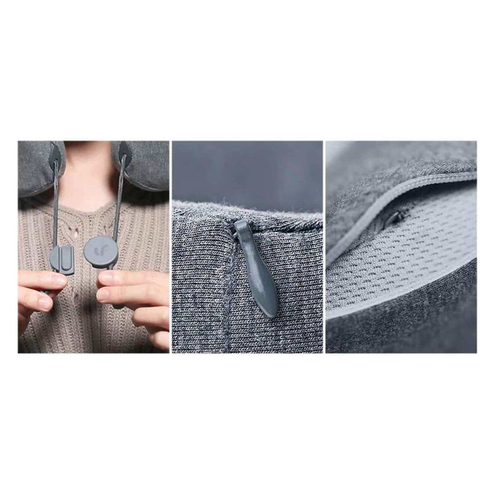 Memory Foam Travel Neck Pillow with Massage Modes - Soft Breathable Cotton Cover, Machine Washable U-Shaped Airplane Pillow (Gray) - Perfect for Long Flights, Road Trips & Office Naps