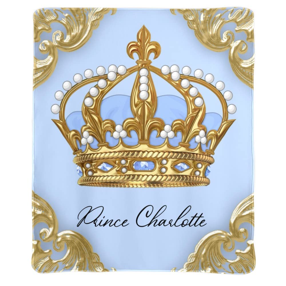 Personalized Gold Prince Crown Fleece Blanket 50