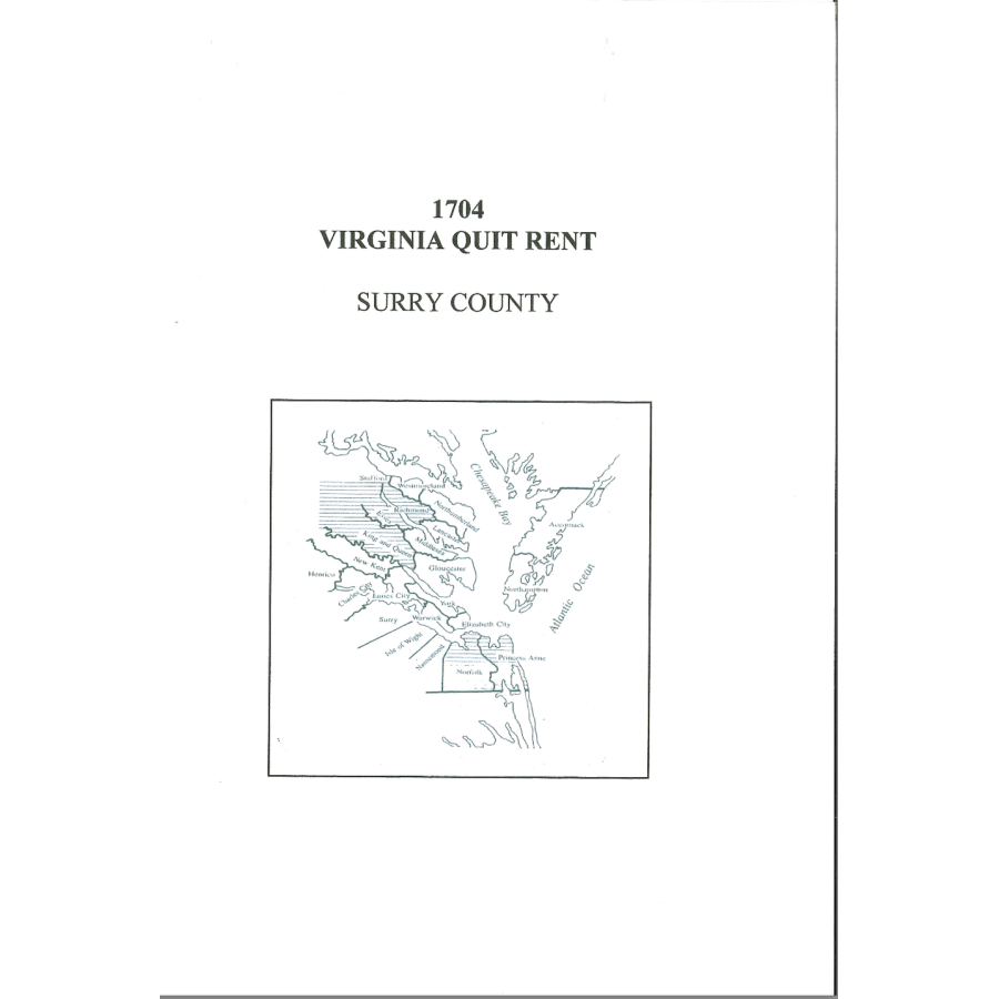 1704 Surry County Virginia Quit Rent List - Historical Genealogy Document for Ancestry Research & Colonial America Studies