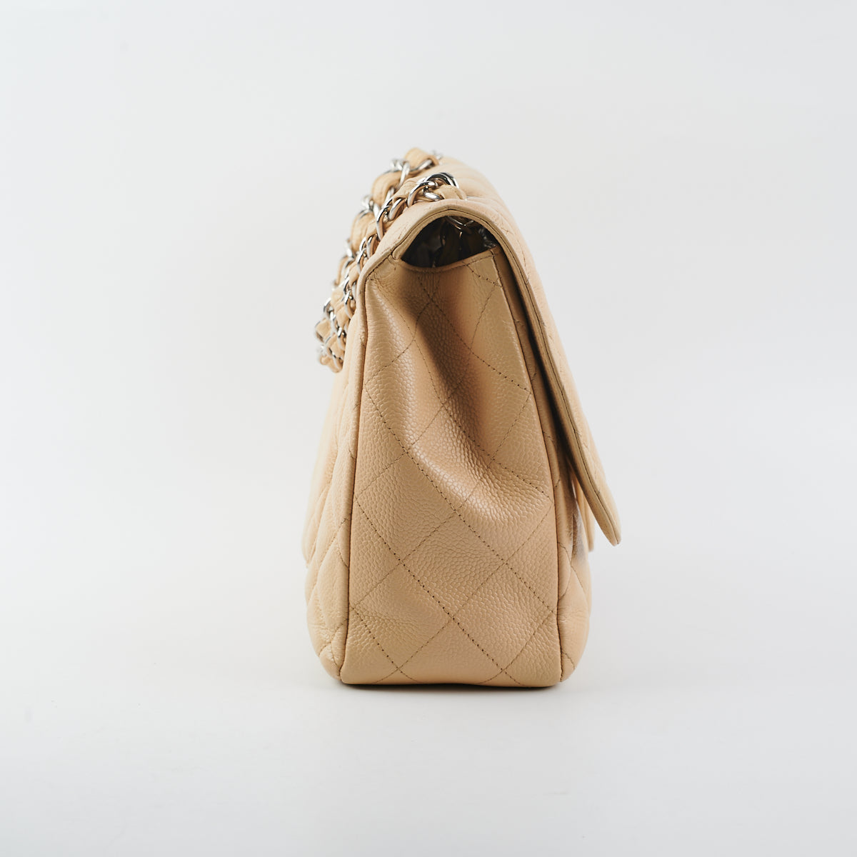 Chanel Classic Flap Jumbo Bag in Caviar Leather Beige - Luxury Designer Handbag for Women, Perfect for Parties, Work & Everyday Use