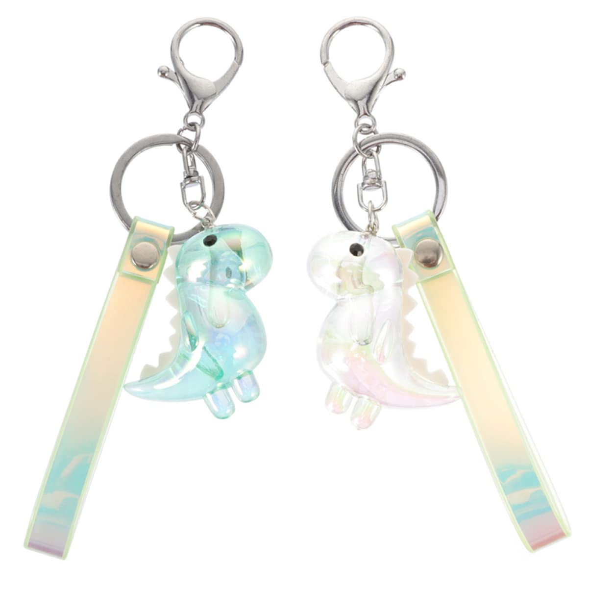 NUOBESTY Cute Dinosaur Keychain - 2Pcs Acrylic Cartoon Dinosaur Keychains for Kids, Gifts, Backpacks, and Laptop Accessories