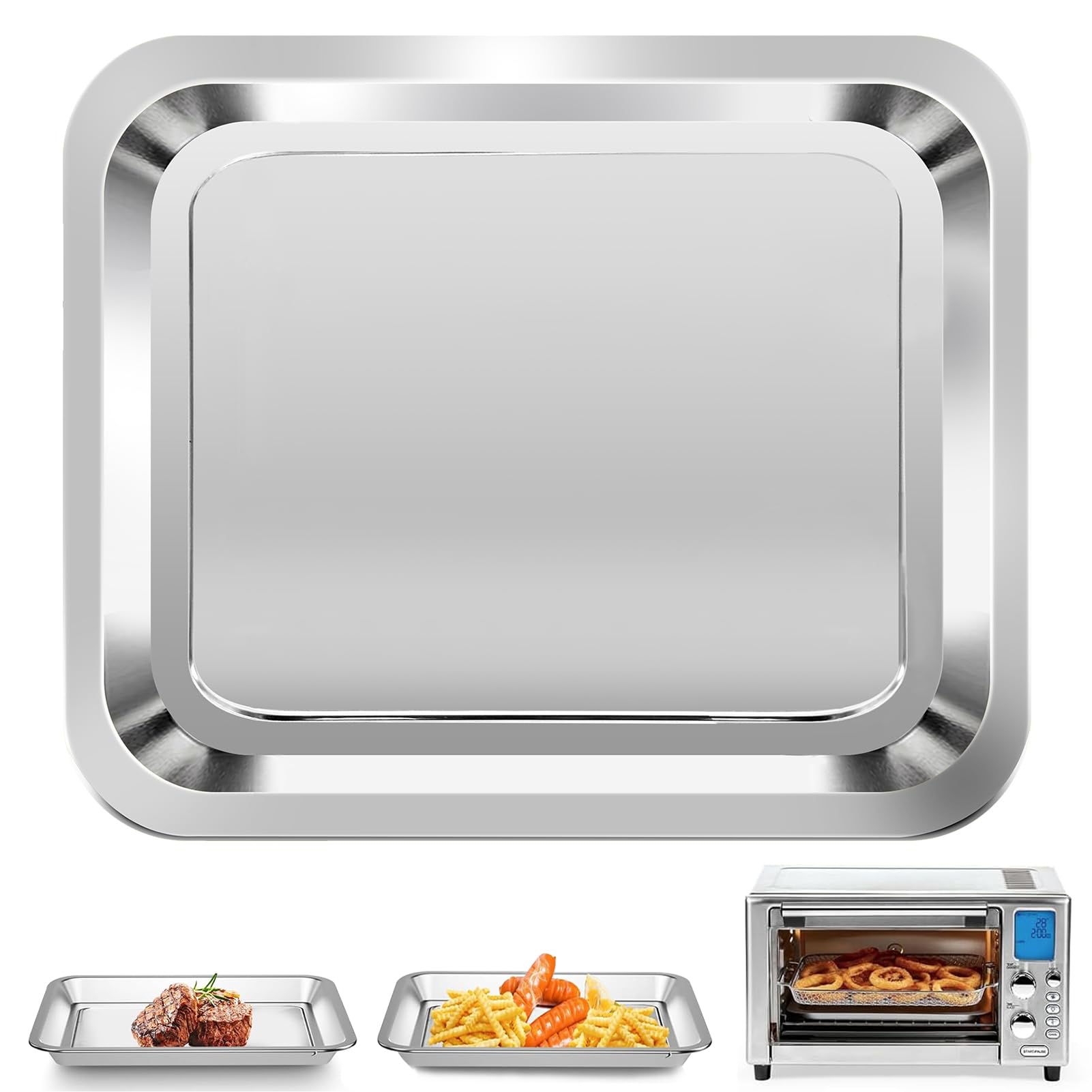 GXF Air Fryer Accessories - 12''×10'' Stainless Steel Grill Pan & Crisper Plate Replacement for Emeril Lagasse Everyday 360 Air Fryer (Not Compatible with French Door Model) | Perfect for Grilling, Roasting & Crisping Meats, Vegetables & Snacks