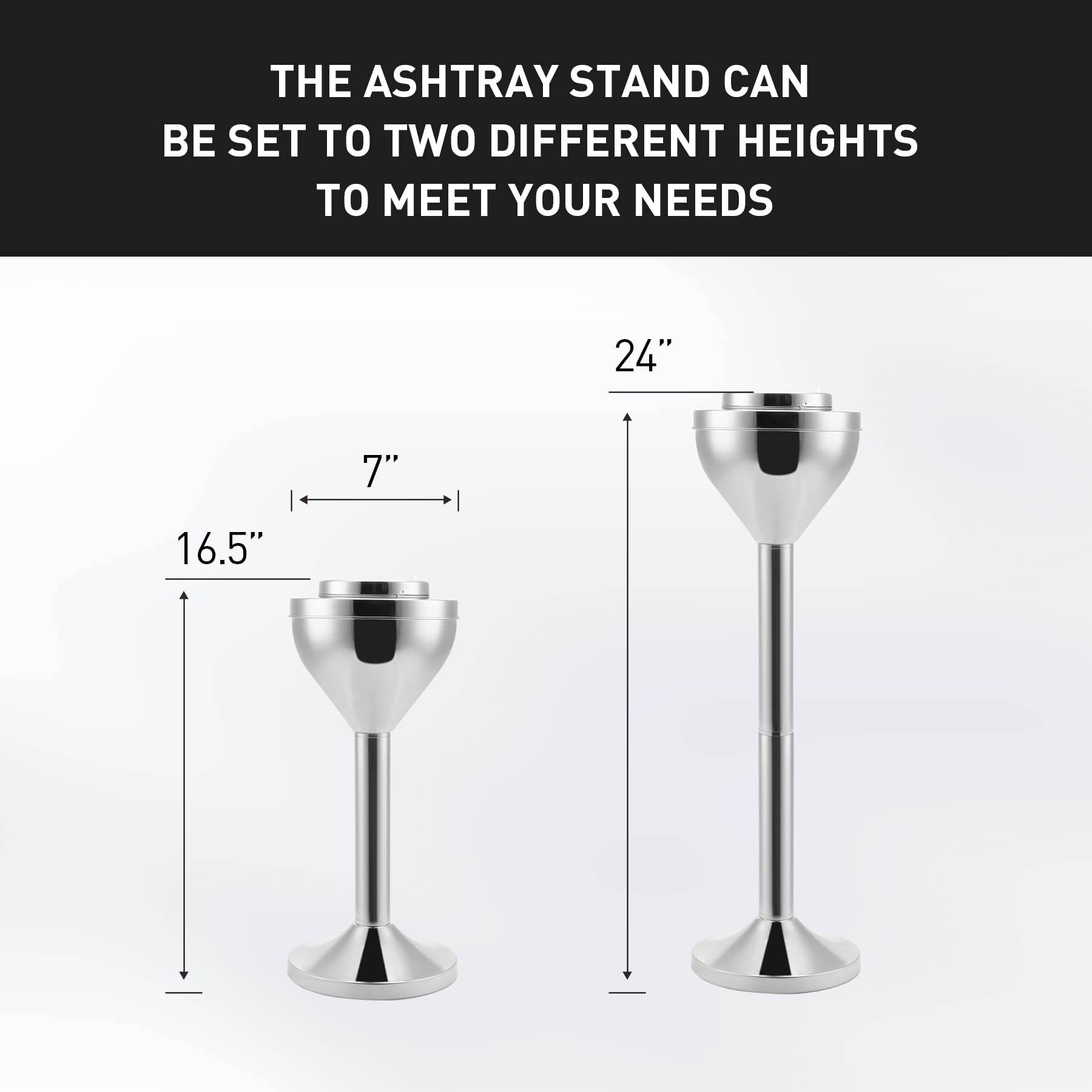 Large Outdoor Standing Ashtray for Patio - Tall Commercial Metal Cigarette & Cigar Ash Tray with Lid - Perfect for Backyard, Smoking Areas, and Public Spaces