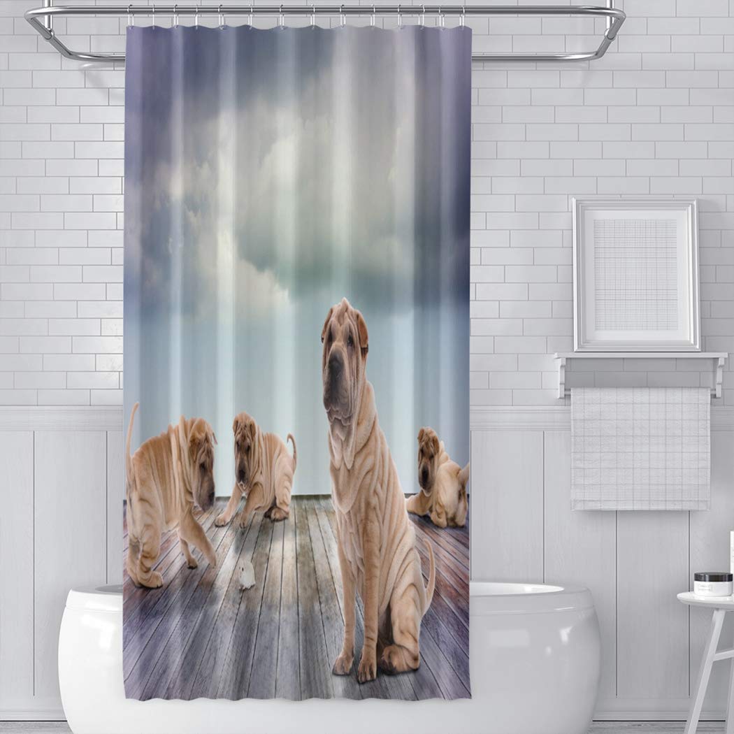 Shar Pei Dogs Shower Curtain 36x72 - Bathroom Decor for Pet Lovers