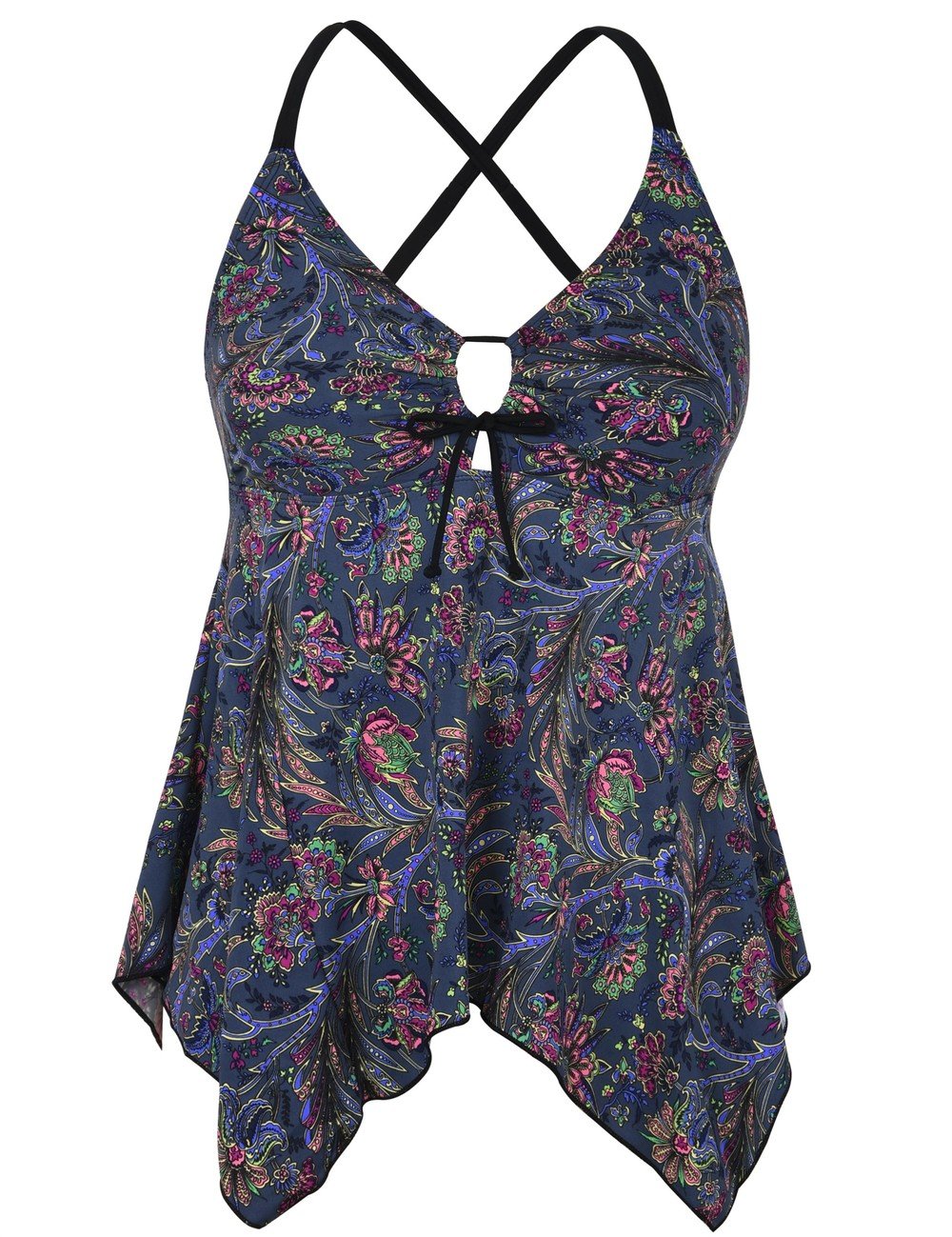 Firpearl Women's Modest Flowy Crossback Tankini Swimsuits Plus Size Bathing Suit Top - Comfortable Swimwear for Beach, Pool & Vacation