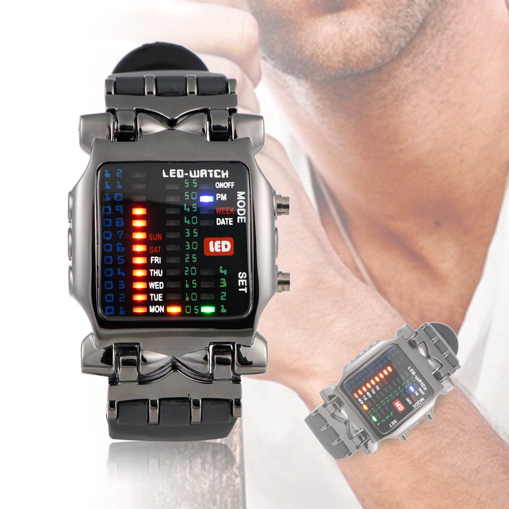 Tactical Military Sports Watch with LED Display - Waterproof Unisex Digital Wristwatch with Stopwatch, Alarm & Timer - Durable PU Strap for Outdoor, Running, Hiking & Casual Wear