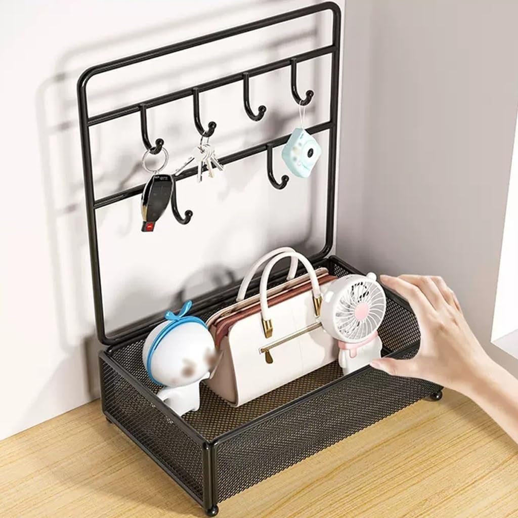 Key Frame Entryway Hanging Key Tray & Jewelry Organizer - Decorative Storage for Keys, Coins, Watches & Jewelry - Perfect for Entryway, Bedroom & Coffee Table Decor (Black, Large)