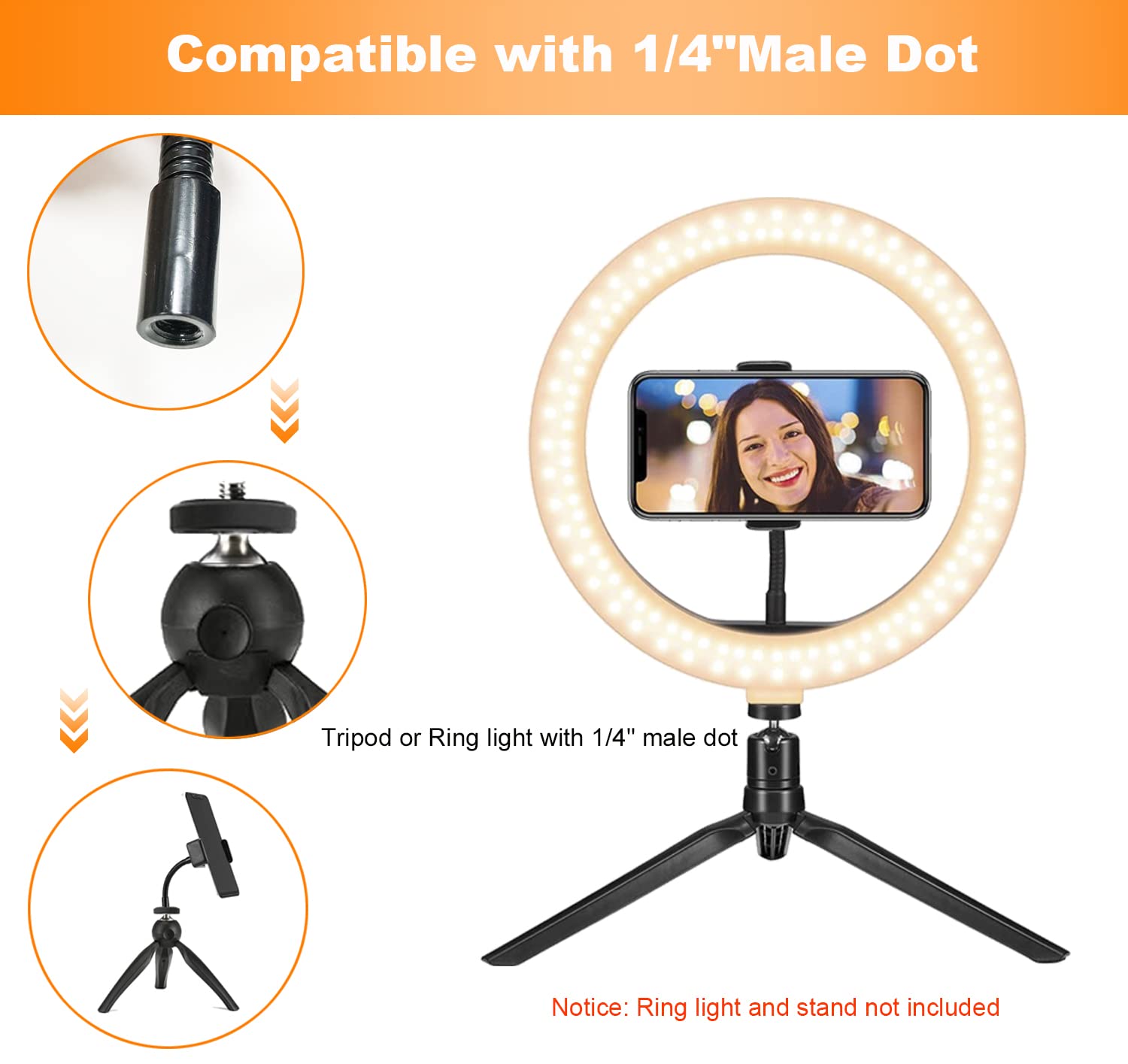 Universal Ring Light Phone Holder with 1/4