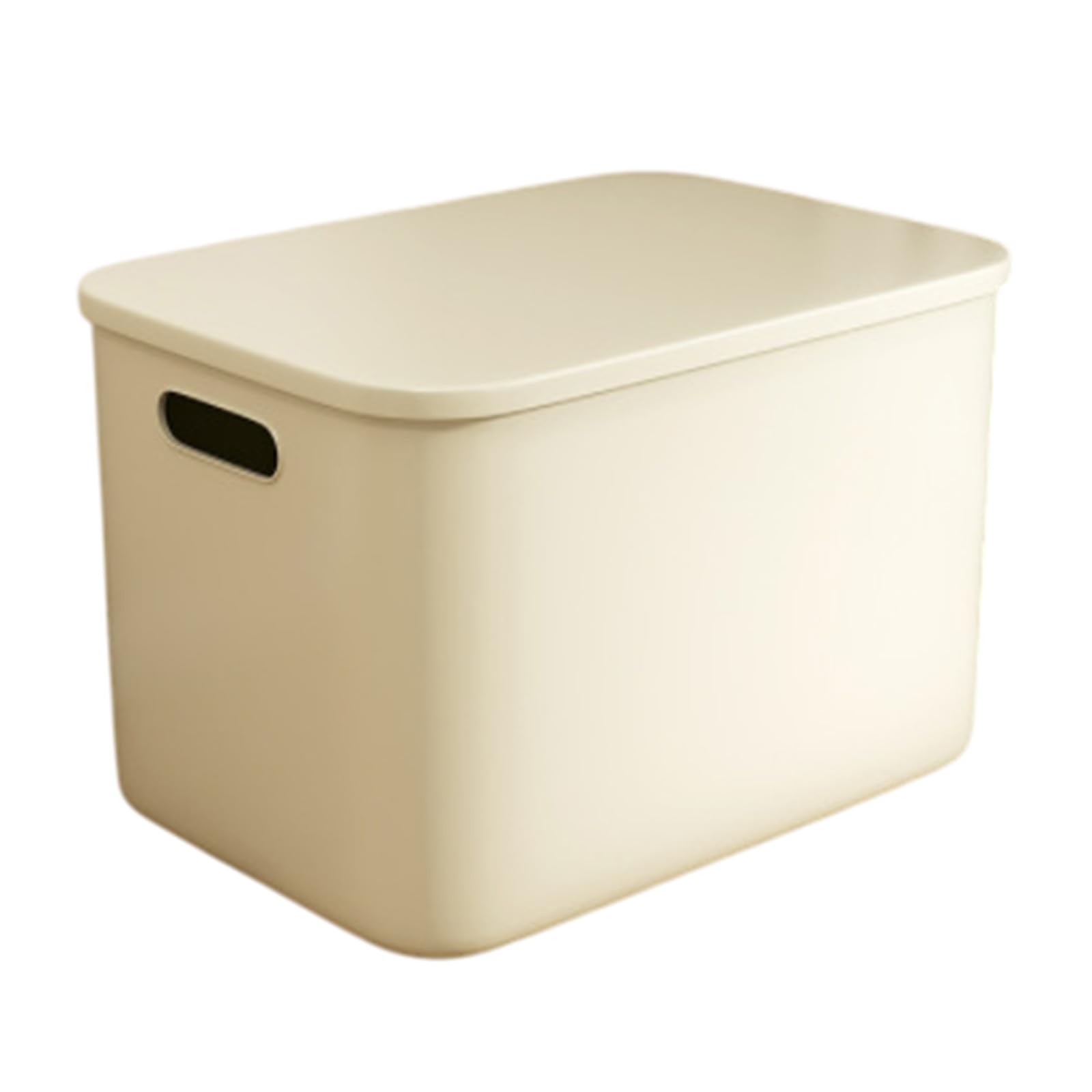 Japanese Style Plastic Desktop Organizer with Lid - Cream Wind Storage Basket for Office, Dorm & Home | Perfect for Organizing Snacks, Cosmetics, Stationery & Small Items